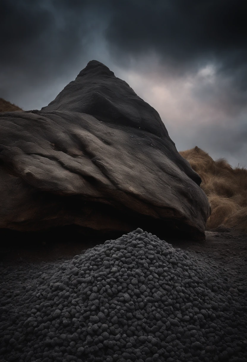 a pile of ash with eye