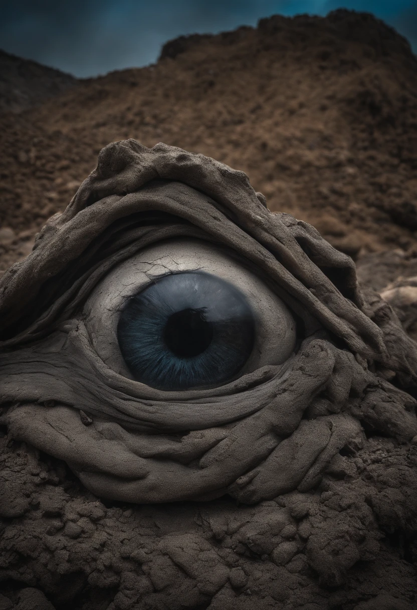 a pile of ash with eyes