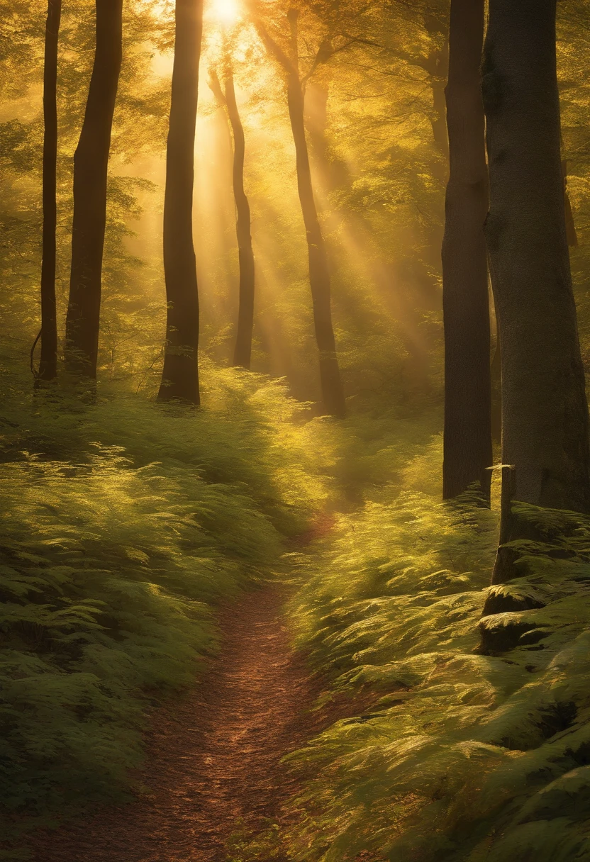 Visualize an ultra-photorealistic image of a dense forest bathed in the soft glow of sunlight filtering through the canopy. The image should capture the play of light and shadow on the foliage and forest floor, with rabbits and squirrels frolicking amidst the undergrowth. The forest should be teeming with life, the air filled with the sounds of rustling leaves and chirping birds. Use a high-resolution 32k camera with a 16:9 aspect ratio, a raw style, and a quality setting of 2. –ar 16:9 –v 5.2 –style raw –q 2 –s 750