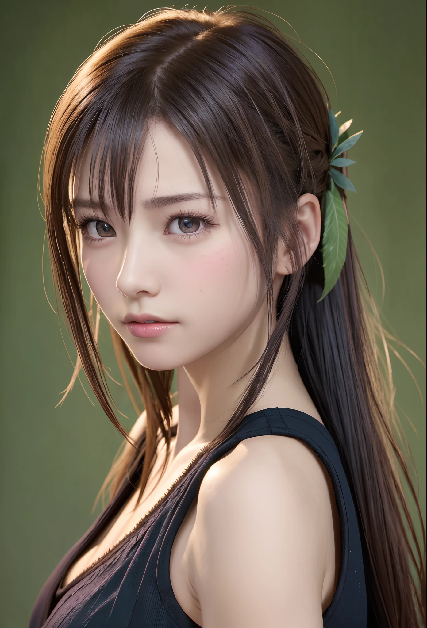 high quality picture, masutepiece, detailed hair texture, Detailed skin texture, Detailed Cloth Texture, 8K, Add fabric details, ultra detailed skin texture, ultra detailed photographic, Skin pores, Portrait of a girl, wearing tank top,