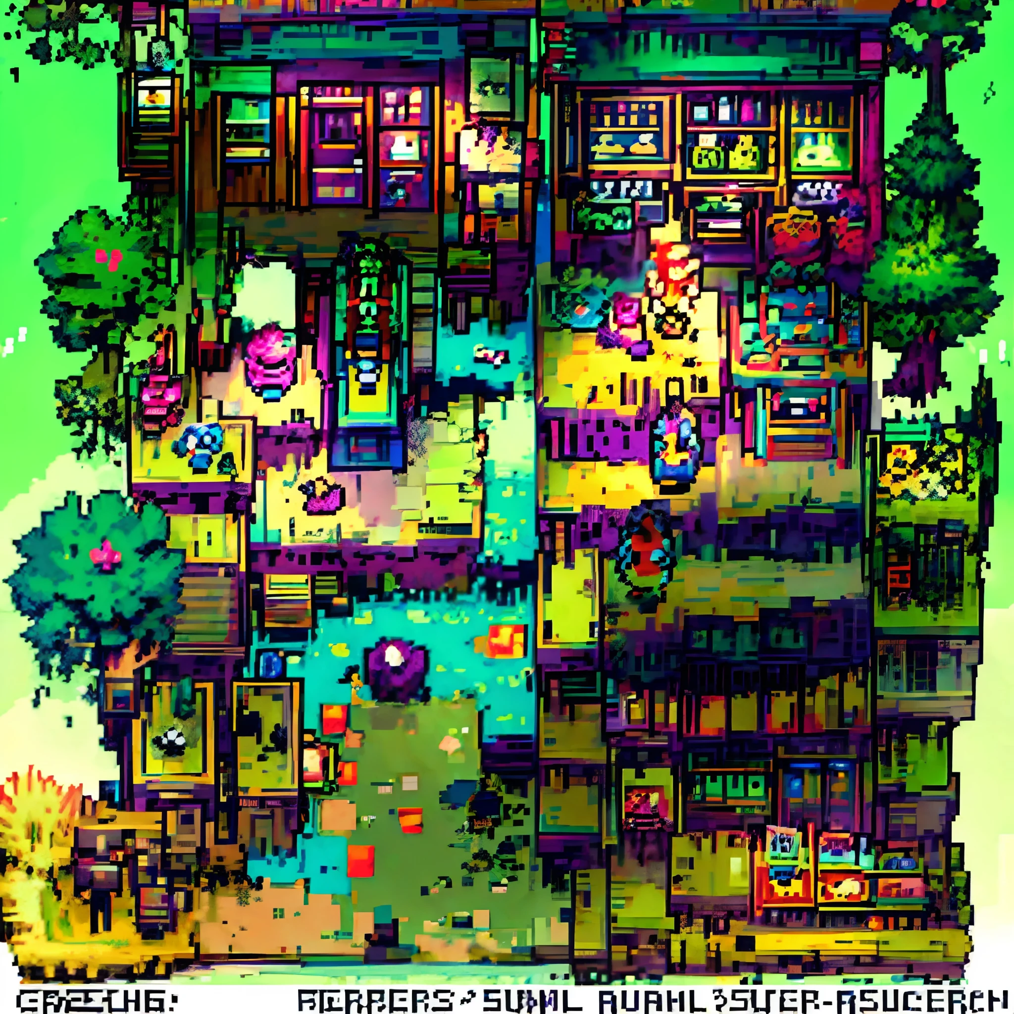 Pixel art, game items like Terraria, colorful, various, displayed,