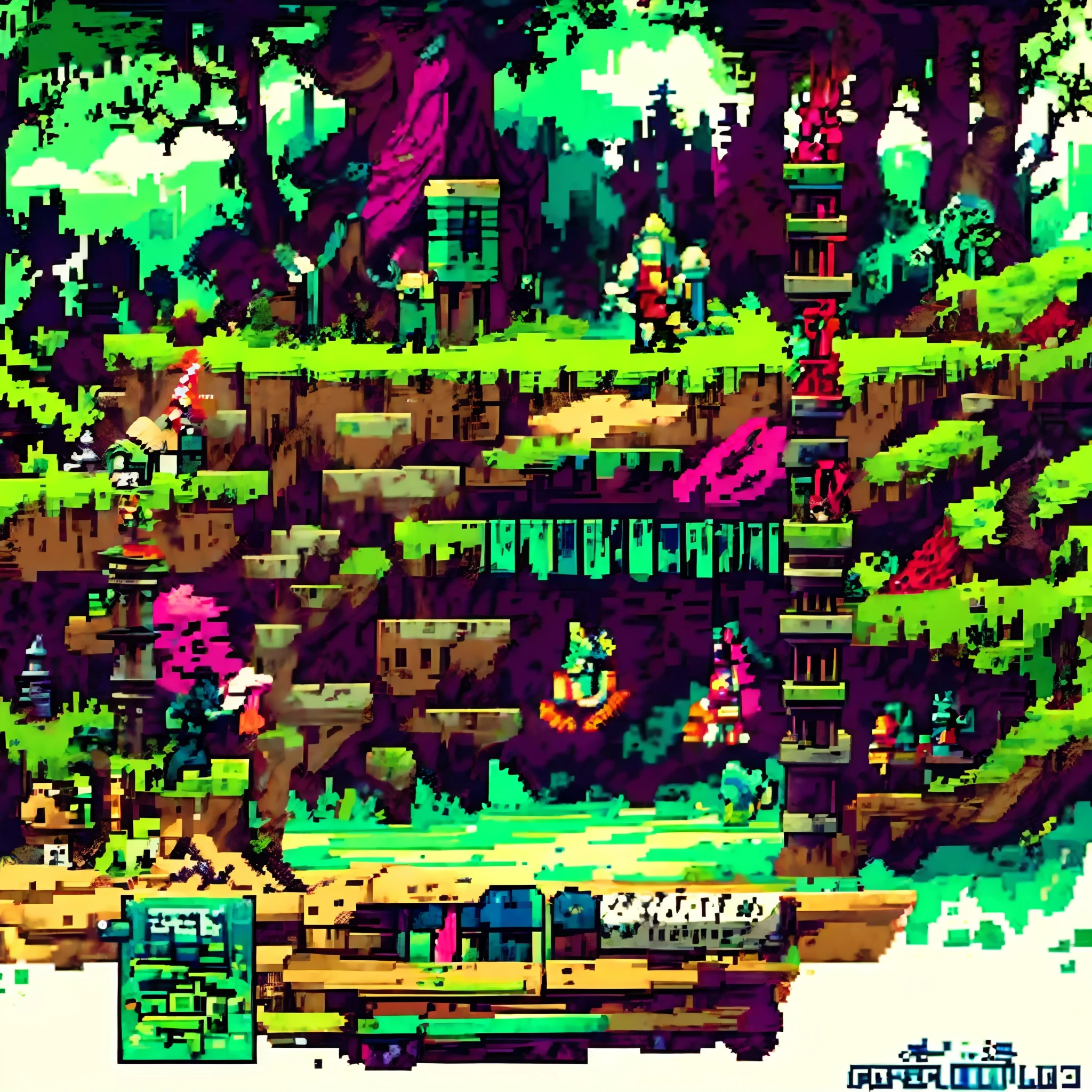 Pixel art, game items like Terraria, game materials, game weapons, colorful things, etc.