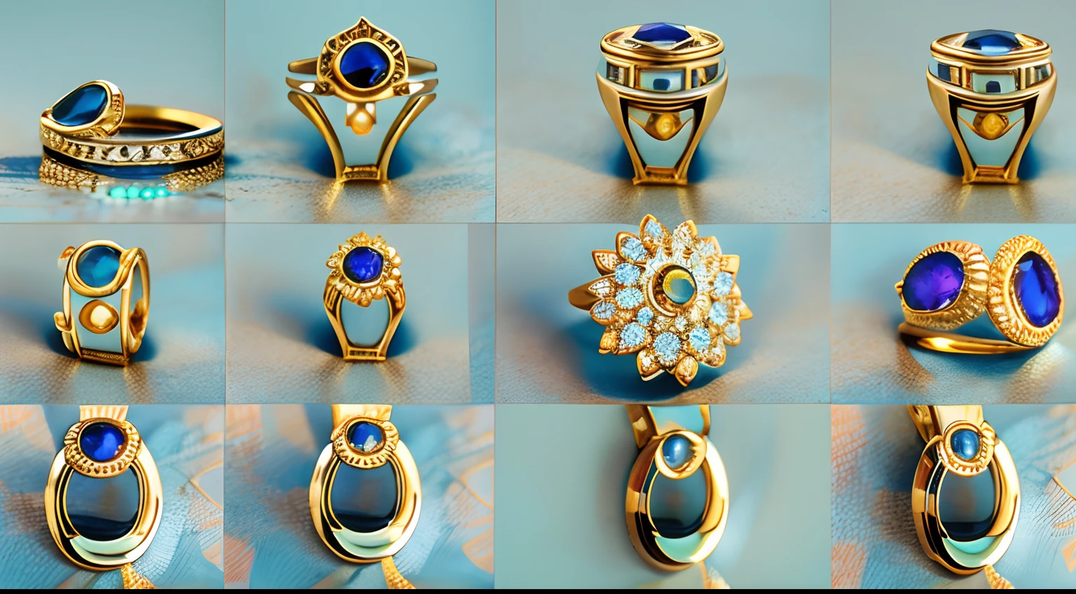 Diamond and sapphire rings from the book,Aurora chase,Extreme light and shadow,Extremely strong reflected light,Extreme ambient light,Extreme shadows,globalillumination,rendering by octane,Ultra photo realsisim,Hyper-realistic,soft sun light,(extremelycomplicateddetails:1.1)(Incomparably noble shape:1.1)artwork of a,invaluable