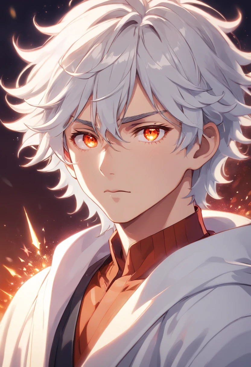 A close up of a person with white hair and yellow eyes - SeaArt AI