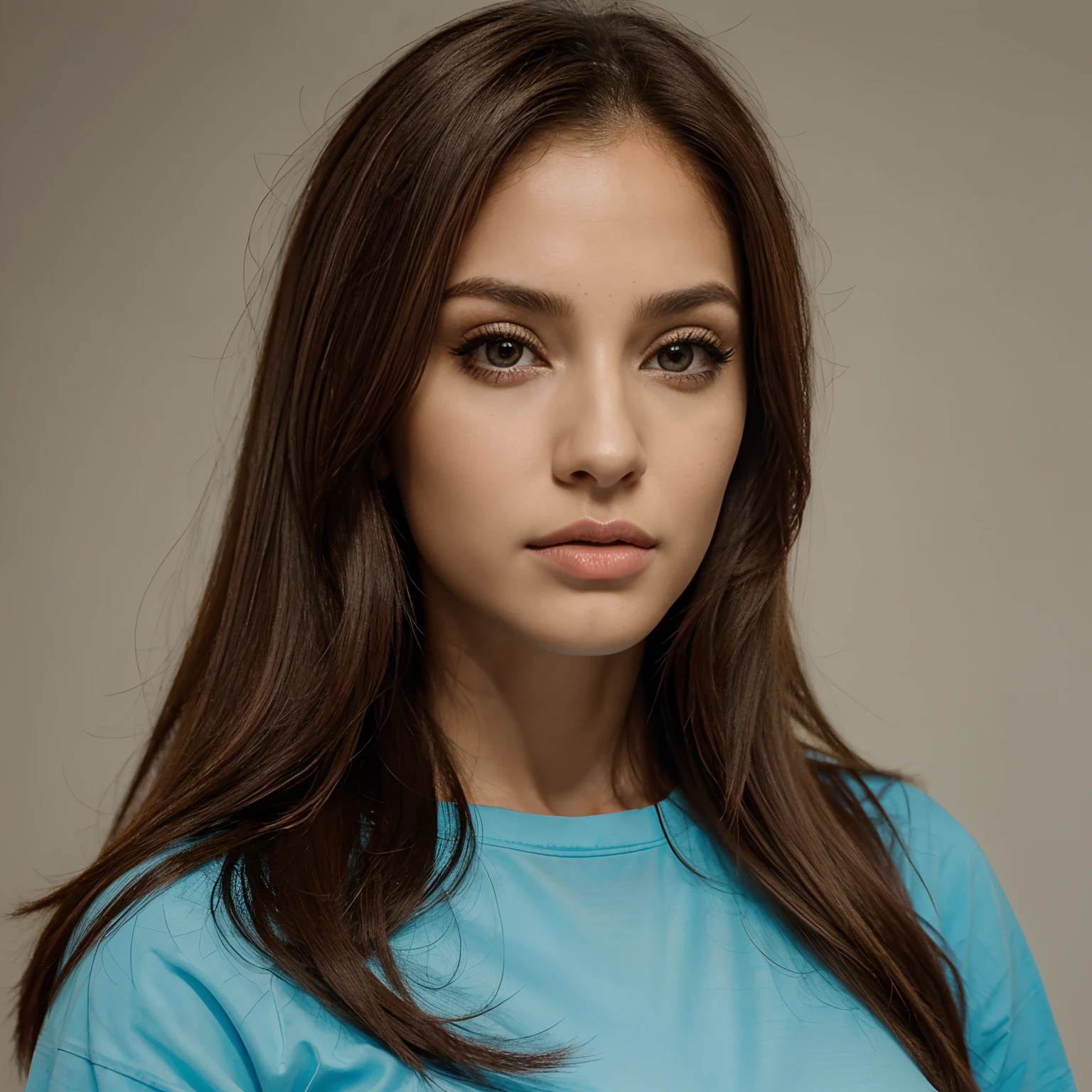 Mulher bonita, long jaw, olhos lindos, peitos grandes, latina americana, makes UP, cabelos lisos, olhos grandes, boca bonita, alta resolução.