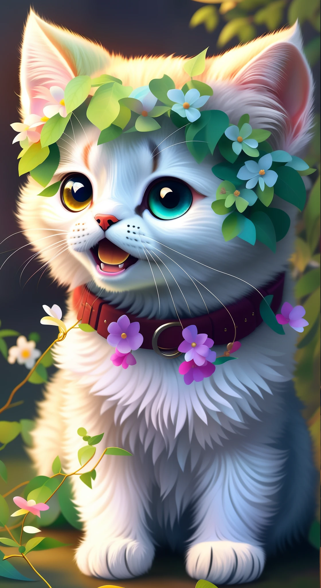 Dibuja un gato con un collar rojo y un collar de cascabel sonajero, Preciosa pintura digital, Lindo arte digital detallado, Adorable arte digital, muy hermosa linda catgirl, lindas ilustraciones detalladas, Gato de anime realista, Gato lindo, Anime visual de un lindo gato, gato anime, Hermosa obra de arte digital, lindas ilustraciones, [ Arte digital 4K ]!!, Hermoso arte digital, Hermoso gato,mirando hacia la camara