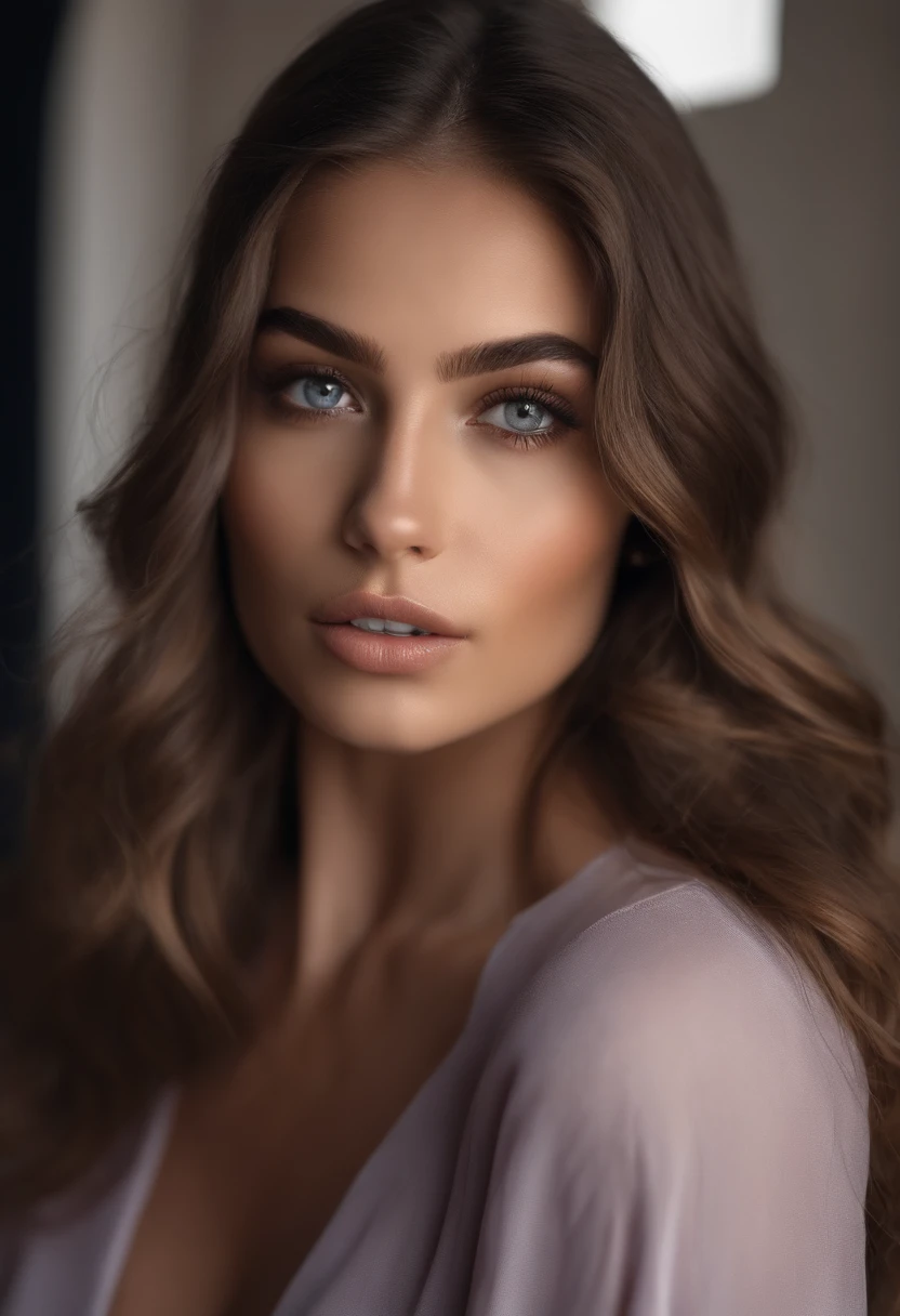 Arafed woman completely , fille sexy aux yeux bruns et a la peau noire, ultra realist, Meticulously detailed, Portrait Sophie Mudd, cheveux bruns et grands yeux, selfie of a young woman, Dubai Eyes, Violet Myers, sans maquillage, maquillage naturel, looking straight at camera, Visage avec Artgram, Maquillage subtil, dans la chambre, Medium to large bust