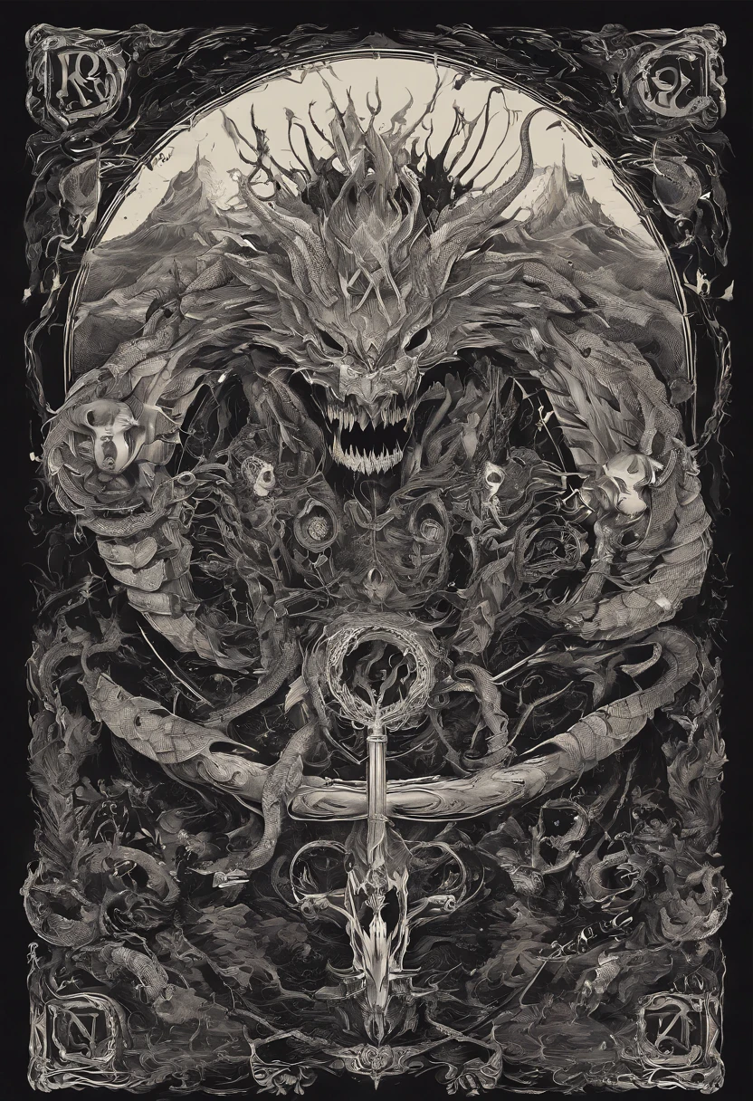 (master part, max quality), gothic art, estilo sombrio, Holy evil trinity, anime, fantasia, tentacles, Three heads of cardinals, detalhes impressionantes, horripilante, Catolicismo, papa, Roma, Europa