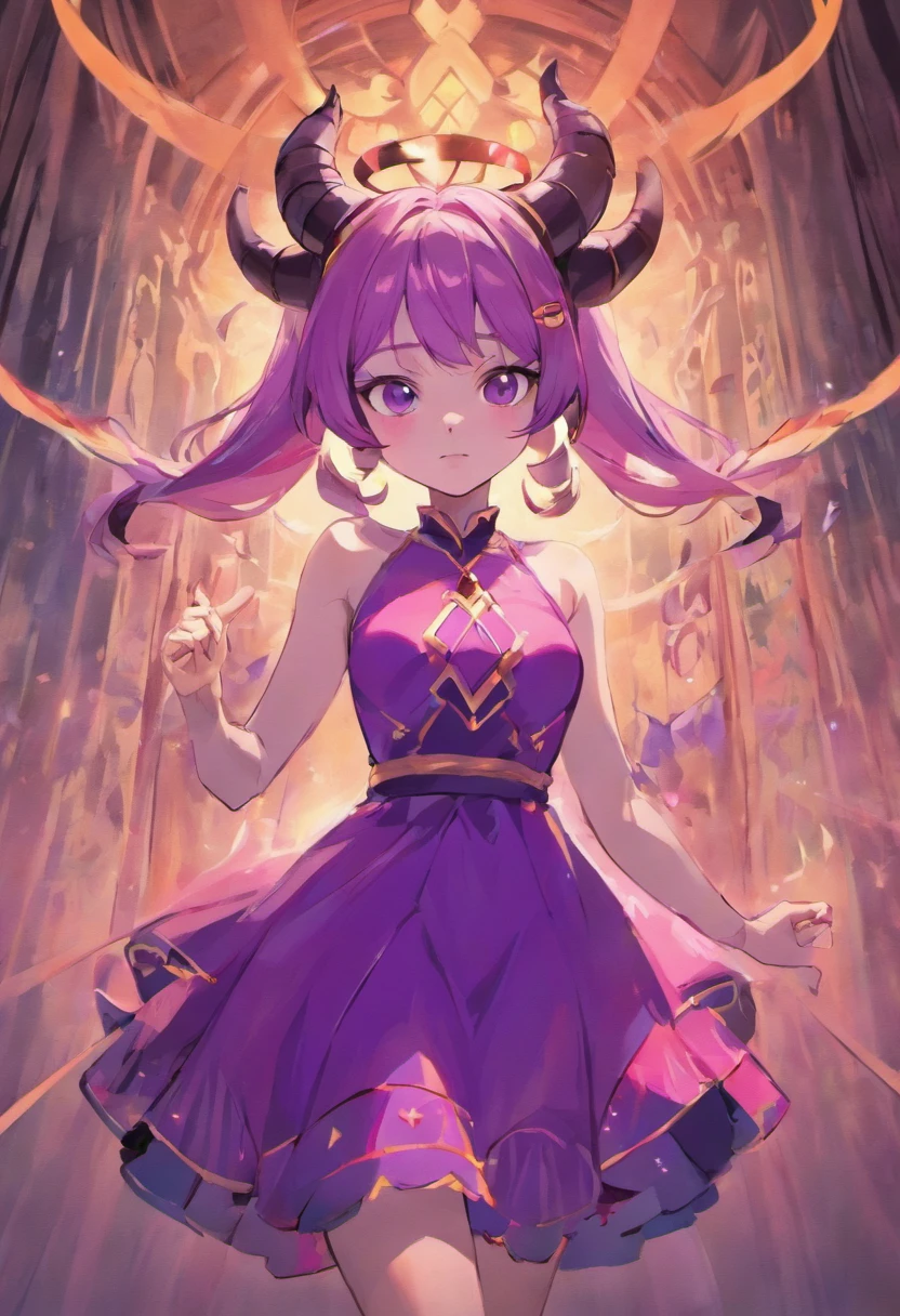 a cartoon drawing of a woman with horns and a purple dress, concept art inspired by loish, deviantart contest winner, fantasy art, portrait of demon girl, demon girl, dnd portrait of a tiefling, girl design lush horns, tiefling, demon anime girl, portrait of a female demon, beautiful succubus, with horns, succubus in sundress portrait