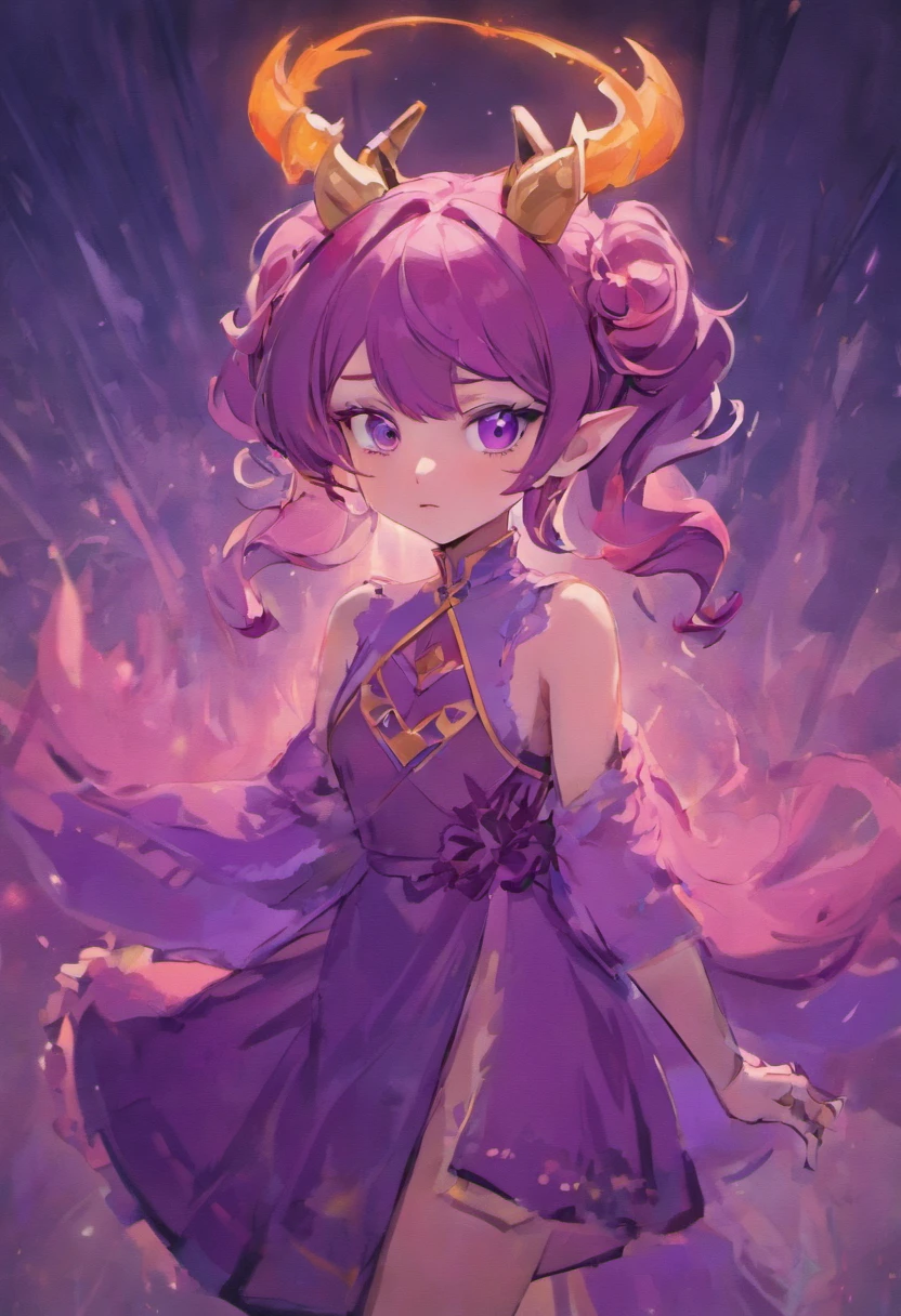 a cartoon drawing of a woman with horns and a purple dress, concept art inspired by loish, deviantart contest winner, fantasy art, portrait of demon girl, demon girl, dnd portrait of a tiefling, girl design lush horns, tiefling, demon anime girl, portrait of a female demon, beautiful succubus, with horns, succubus in sundress portrait