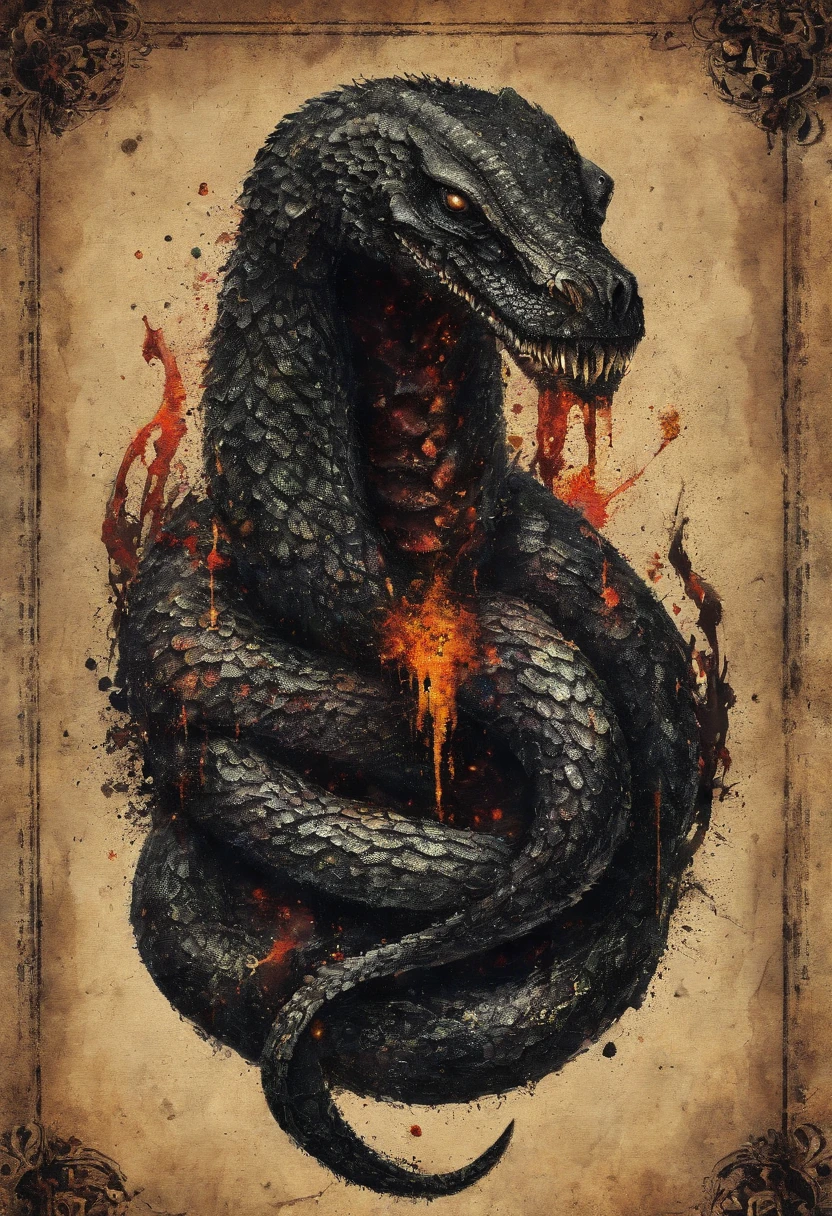 El logo de la banda, La serpiente, se muestra sobre un fondo negro, Logotipo de la banda de black metal, Asmodeus, Logotipos de metal negro, omnisciente, Simbolismo ortodoxo Diesel punk, Emisivo, black metal album cover, gnosticismo, irisdicense, Arte del logotipo, Occult abiogenesis, Ouroboros, Portada detallada con el nombre de la banda " Trasher ", eliminar resto de letras de la de imagen en referencia y dejar solo " Trasher "