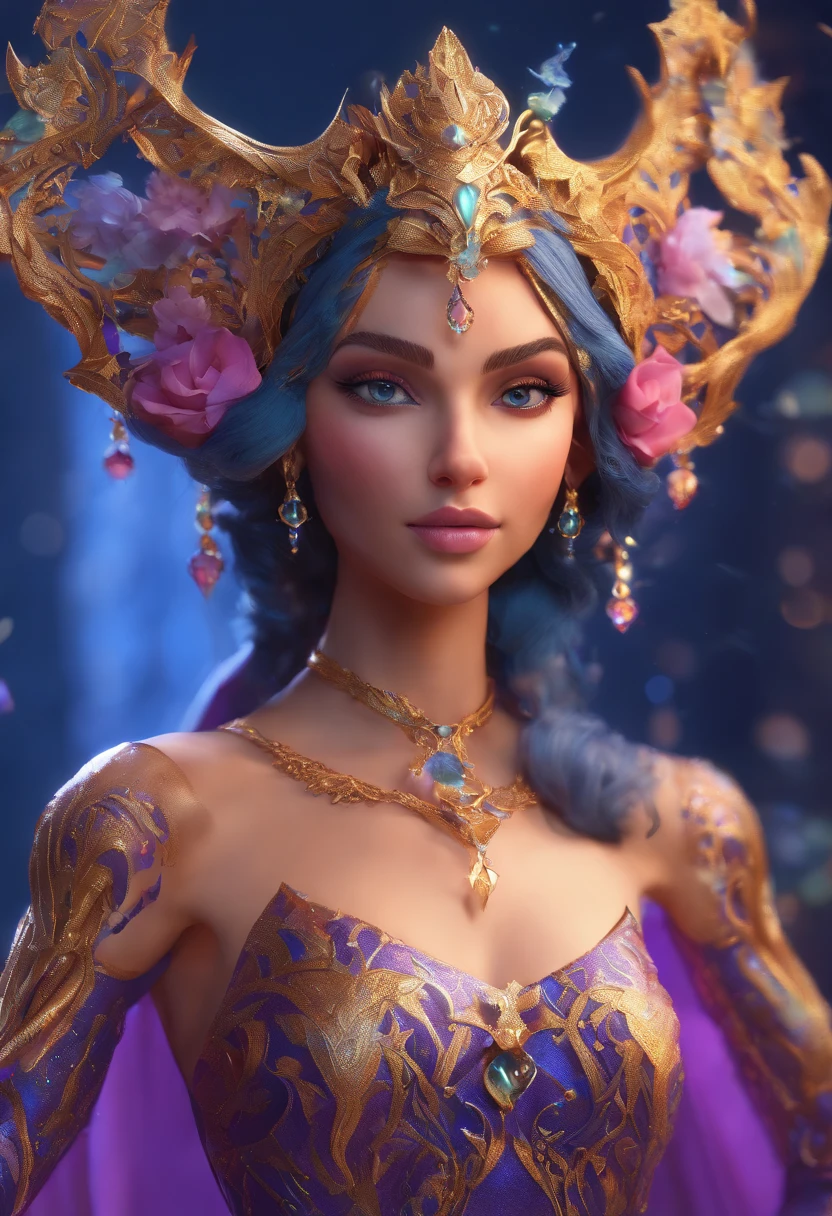 um close up de uma mulher em um vestido roxo com um vestido roxo, elfo bonito com pele violeta, bela condessa elfa escura, Rainha elfa bonita e elegante, estilo de arte de fantasia, elegant cinematic fantasy art, princesa elfo escuro, bela arte de fantasia, muito bonito elven top model, arte de fantasia detalhada, elfo de pele azul, elfo feminino bonito e elegante