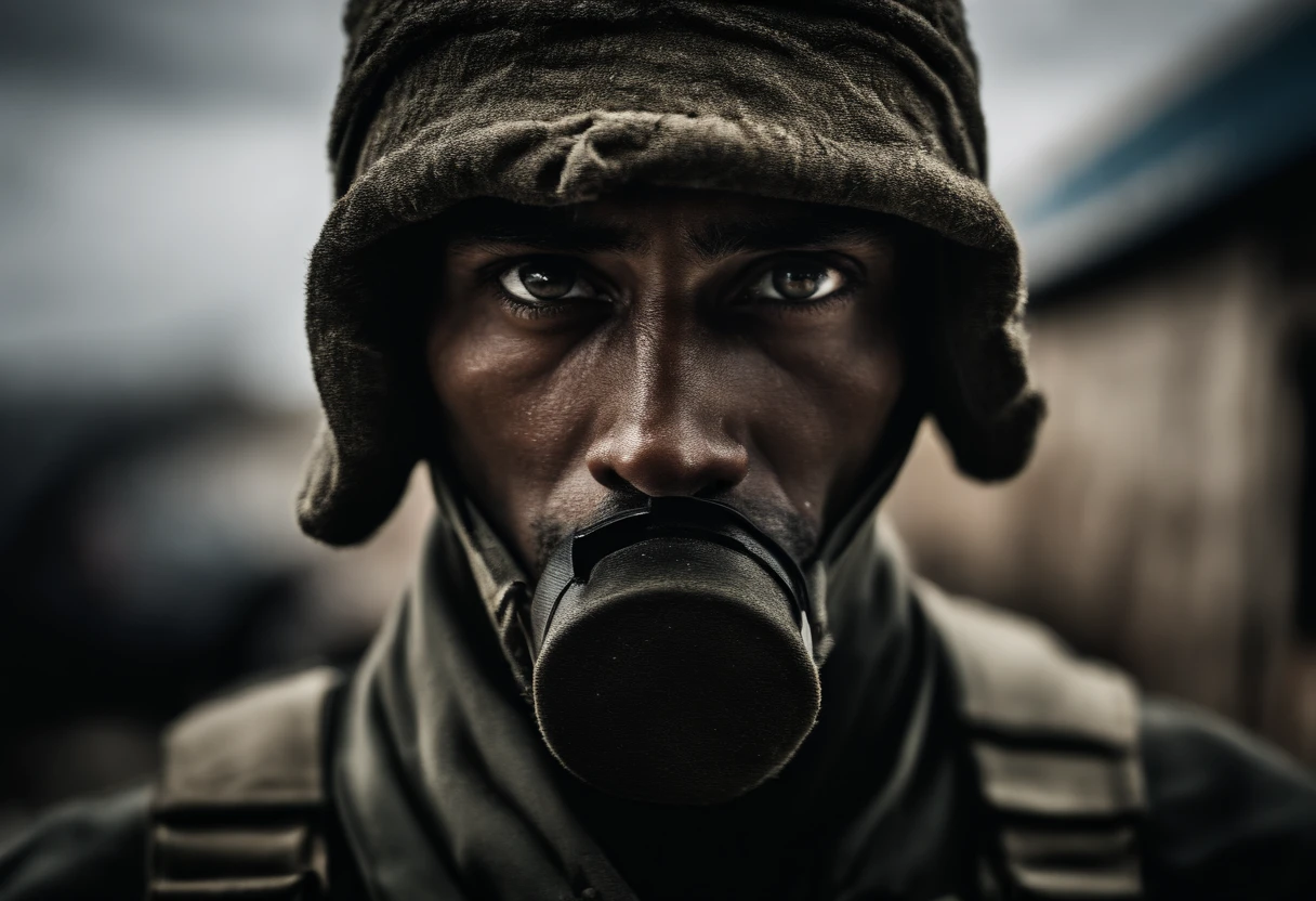 analog style, model photography style, RAW portrait of a palestine soldier covering his face with a black ski mask in his face and with a tank as background, best quality, epic (by photo by Lee Jeffries, sony a7, 50 mm , pores: 1.5, colors, hyperdetailed: 1.5, film grain: 1.4, hyperrealistic: 1.5), hyperrealistic texture, masterpiece, unreal engine 5, extremely detailed CG unit 4k wallpaper, realistic eyes, insanely detailed photo, no shadows, (Winner of Pulitzer Prize for Photography and Taylor Wessing Photographic Prize)