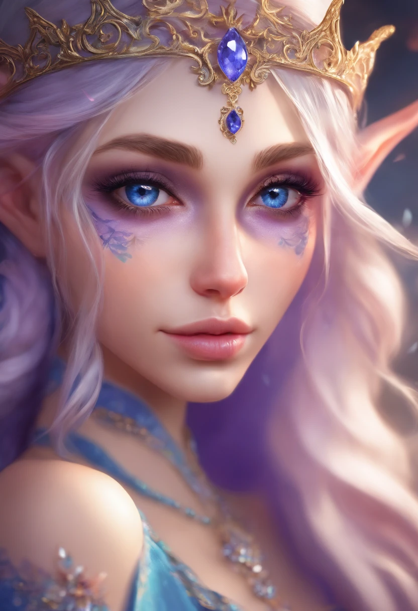 um close up de uma mulher em um vestido roxo com um vestido roxo, elfo bonito com pele violeta, bela condessa elfa escura, Rainha elfa bonita e elegante, estilo de arte de fantasia, elegant cinematic fantasy art, princesa elfo escuro, bela arte de fantasia, muito bonito elven top model, arte de fantasia detalhada, elfo de pele azul, elfo feminino bonito e elegante