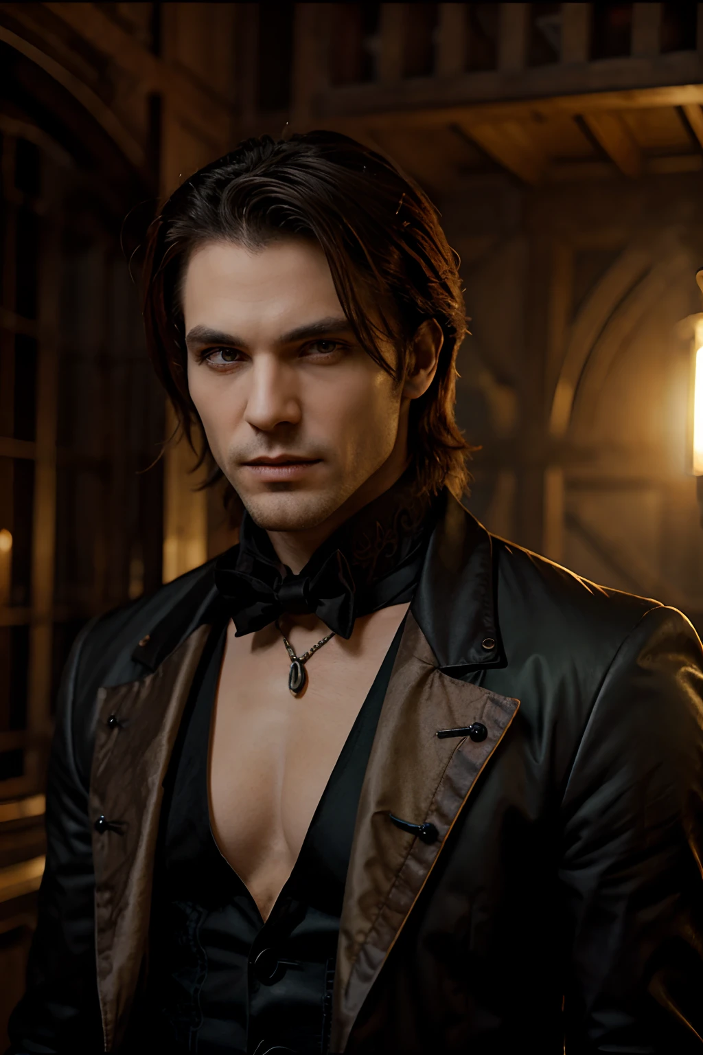 Homme vampire sexy yeux vert steampunk