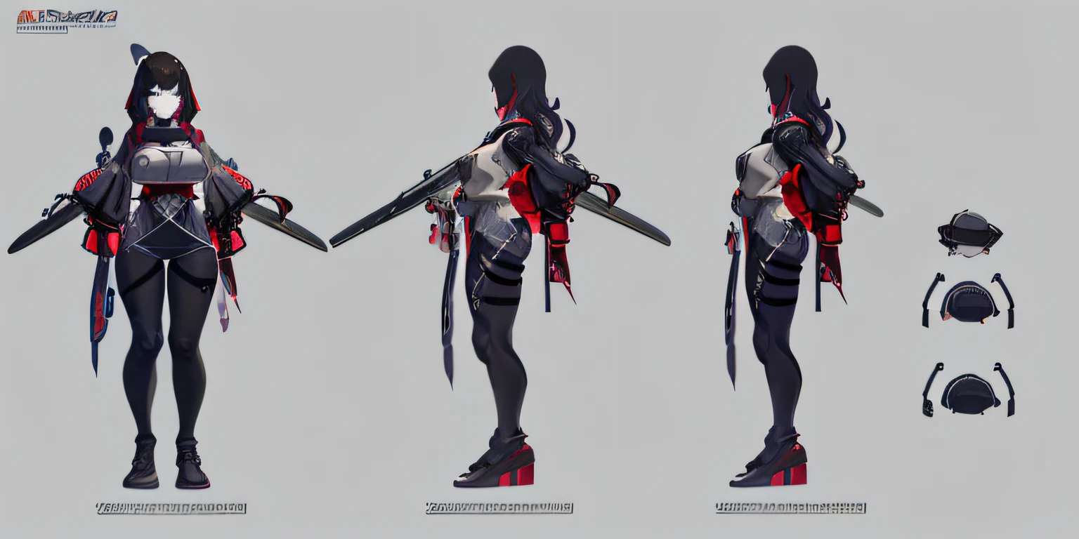 Close-up of a person standing next to a bunch of different items, Full body character design, full body concept art, detailed full body concept art, full body character concept art, full body character concept, ( ( concept art of character ) ), full body concept, detailed full-body concept, Anime character design, high quality character design, anime concept art, character concept reference art