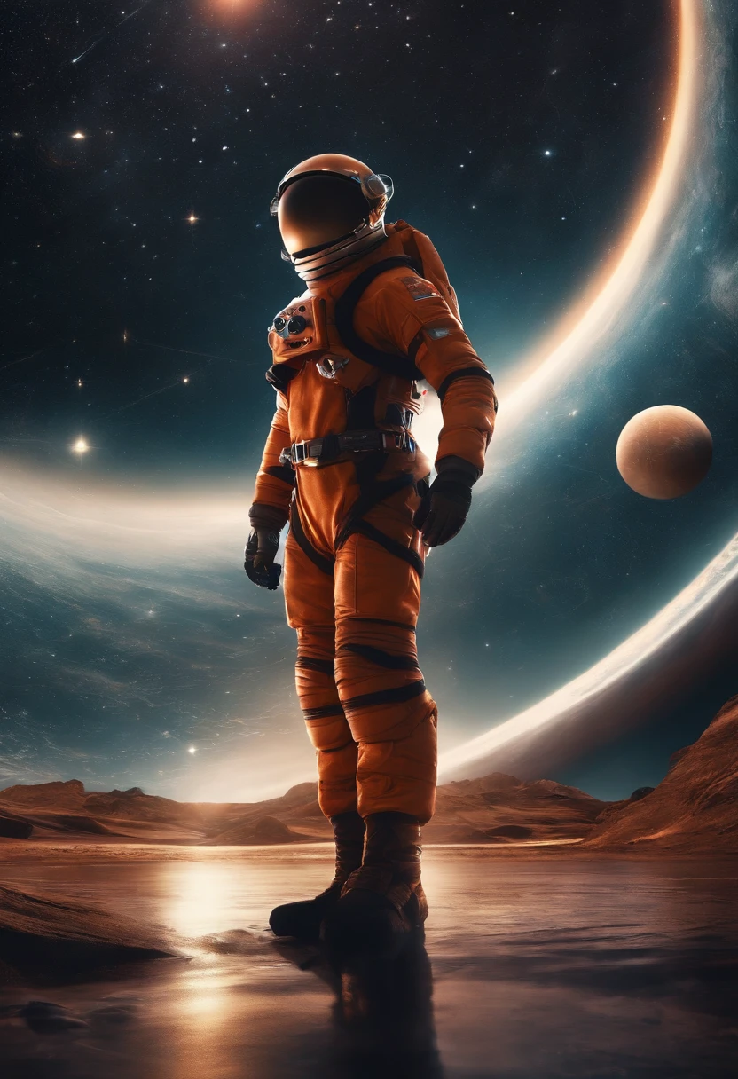 {{A colorful futuristic illustration of space}}, con un impresionante planeta en el centro. This artwork captures the beauty of the cosmos in a unique and artistic way. The quality and detail of the illustration are exceptional, lo que resalta la majestuosidad del espacio.