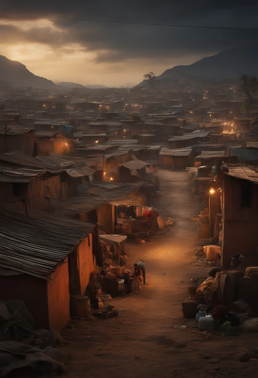 Adam's creation with a slum in the background