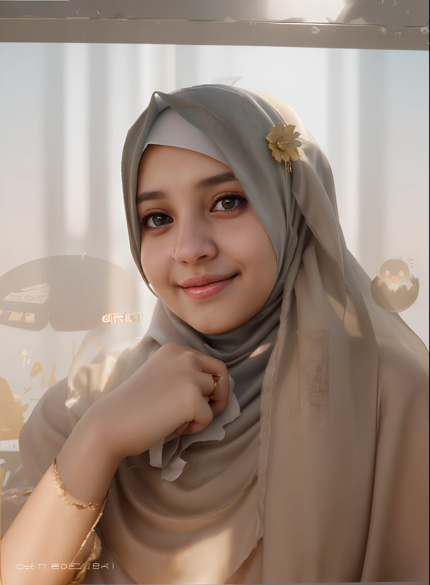 A cute girl wearing hijab,shining and shining face, realistic face,8k