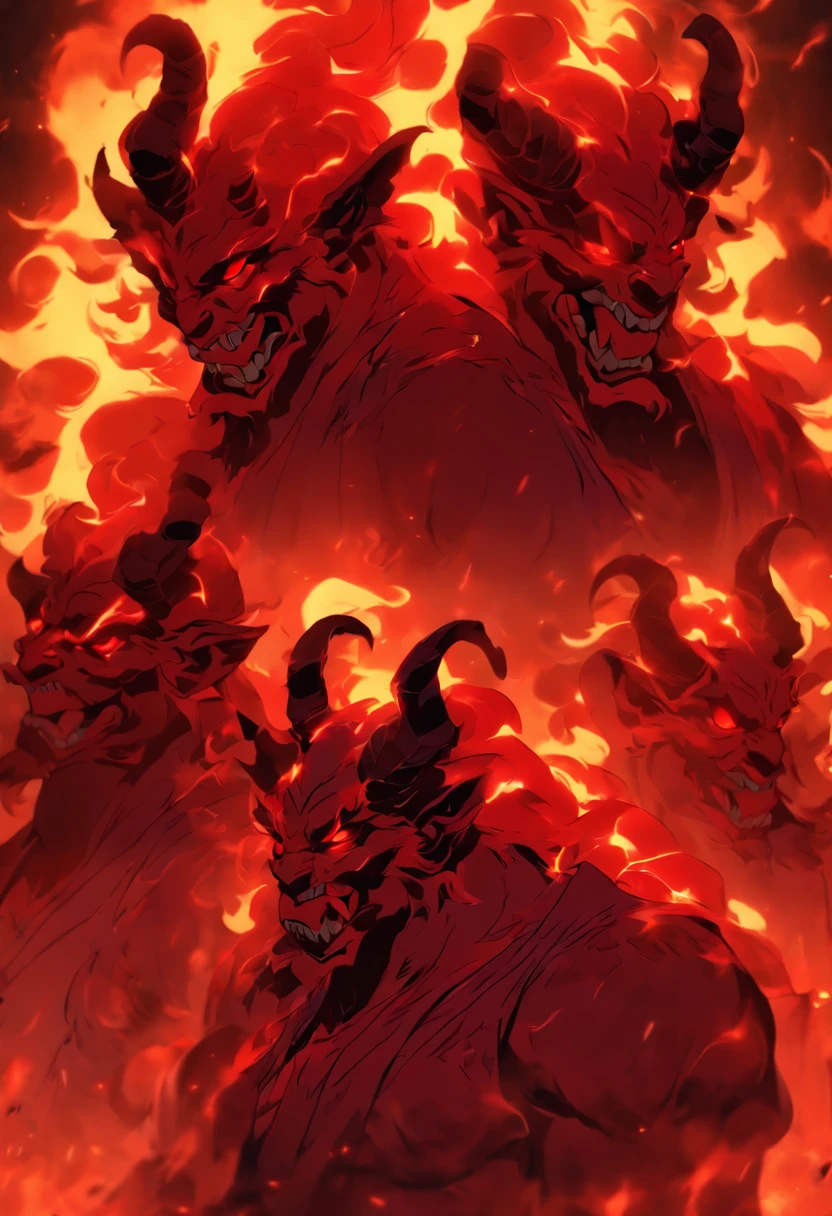(((Three-Headed Demon))) best quality, ultra-high resolution, 4K detailed CG, masterpiece,Persian demon, Persian clothing, Persian mythology, aesthetics, ((with three heads)), Beautiful image, centered on screen, full body