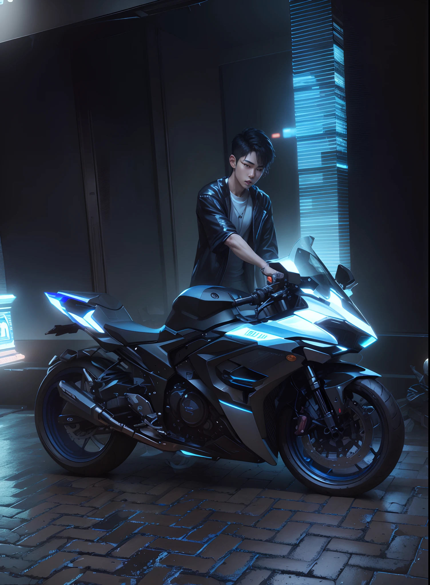 (hiperrealisme:1.1),(detail:1.2)8k,cyberpunk handsome korea boy, ((detail face)),realistic face,8k, ultra realistic, bokeh