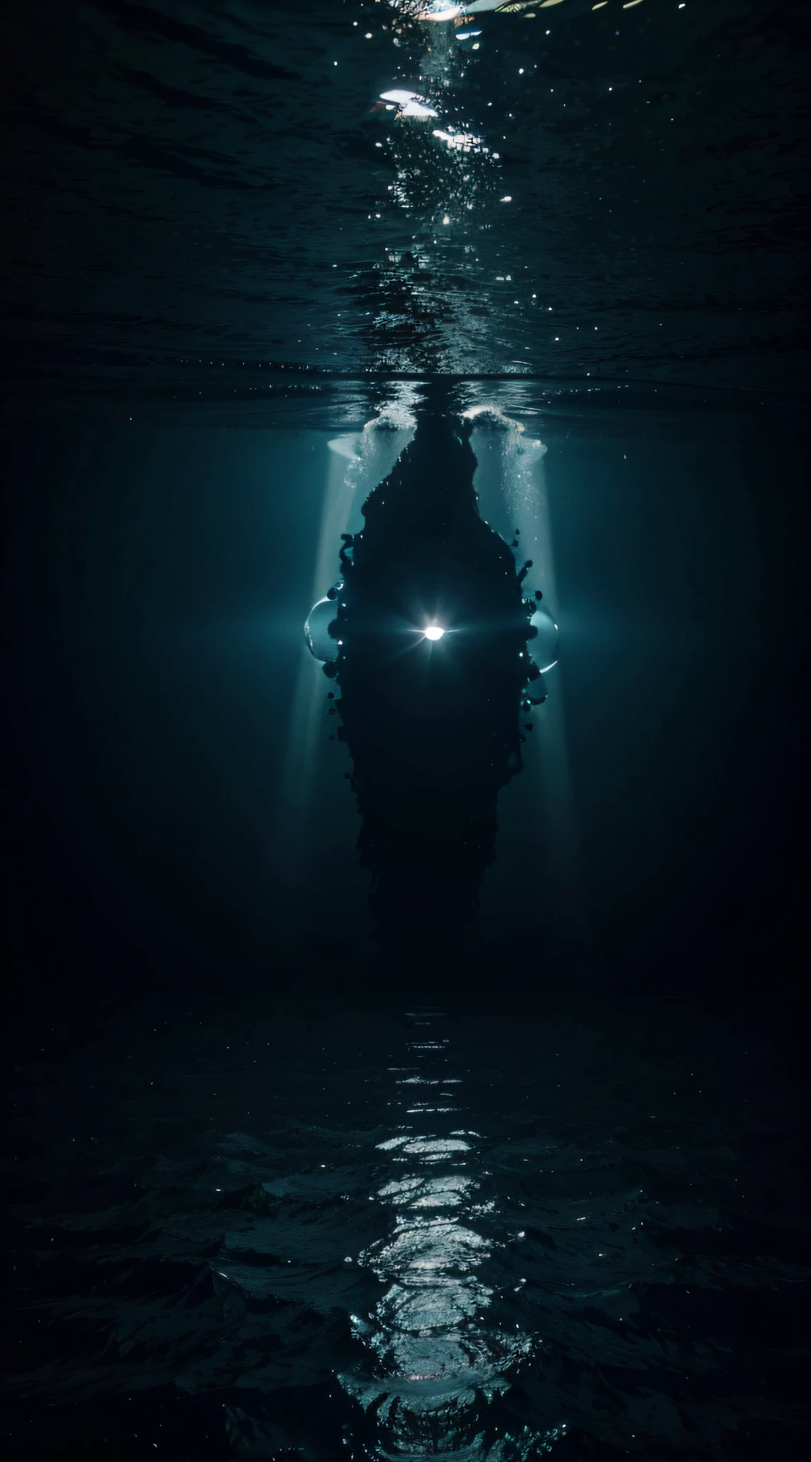 dark ocean, deep underwater