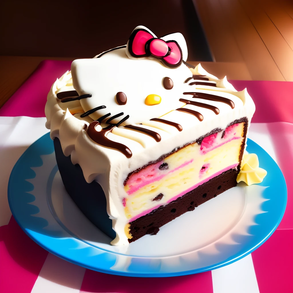 slice of hello kitty cake