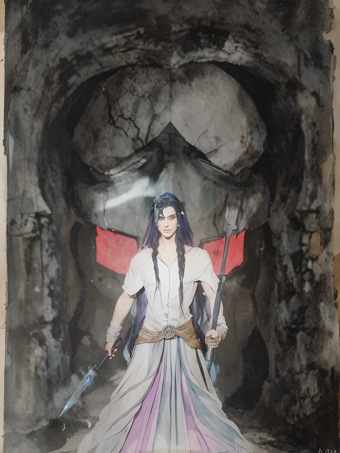 Aquarela profissional 4k , melhor qualidade, nevoa, sombra,,Hades , senhor do submundo