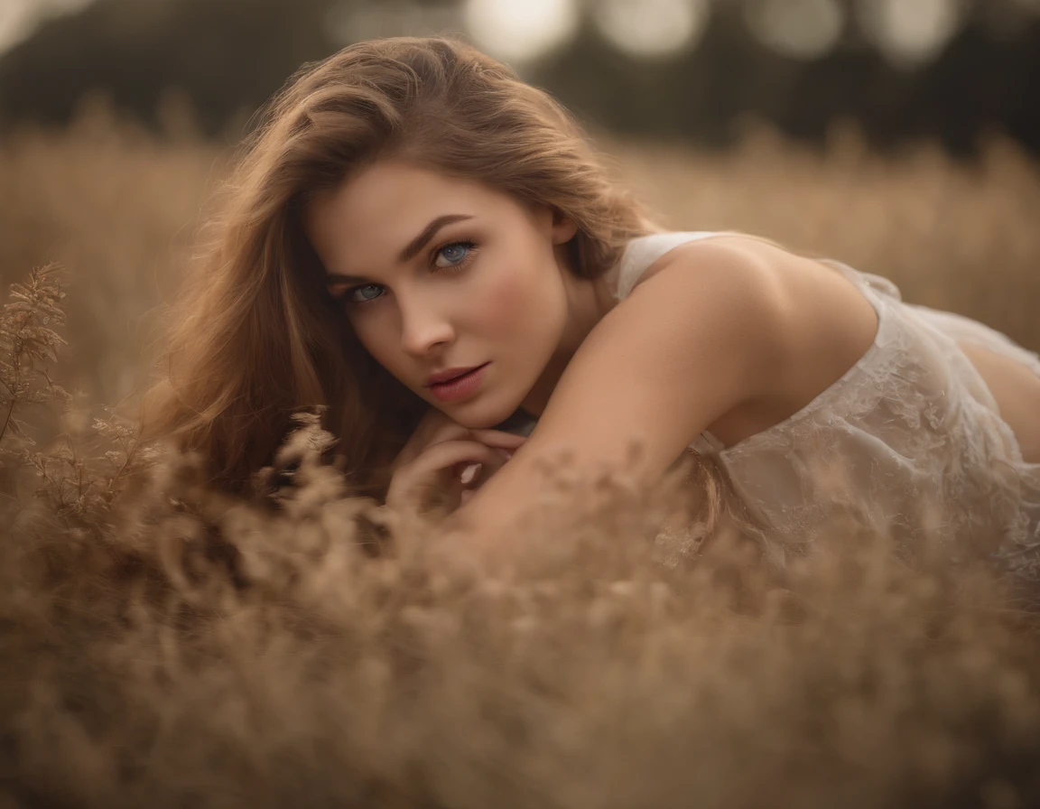 (best quality,4k,8k,highres,masterpiece:1.2),ultra-detailed,(realistic,photorealistic,photo-realistic:1.37),HDR,UHD,studio lighting,ultra-fine painting,sharp focus,physically-based rendering,extreme detail description,professional,vivid colors,bokeh, portraits
A teenage girl with blonde or brown hair and blue eyes, wearing a bra and underwear, lies on the ground and covered in blood, laying in the dirt. Her youthful features and the intensity of her emotions are exquisitely captured. The artwork showcases the contrast between her fragile beauty and the raw brutality of her surroundings. The intricate details and realistic rendering bring her appearance to life, emphasizing the delicate facial features like her beautiful detailed eyes, lips, and long eyelashes.
The medium used is a lifelike portrait painting or photograph, employing high-resolution techniques such as 4K, 8K, and HDR. The resulting image is of the highest quality, resembling a masterpiece that captivates viewers with its artistic brilliance. The lighting in the scene is carefully crafted, using studio lighting to accentuate the depth and realism of the girl's appearance. The atmosphere is intensified by the play of shadows and highlights, creating a dramatic effect.
The color palette is vivid and captivating, with bold and contrasting tones that add emotional depth to the image. The colors may range from vibrant and saturated to desaturated and moody, depending on the desired atmosphere. The emphasis on portraits ensures that the girl's facial expressions and emotions are the focal point of the artwork. This allows viewers to connect with her deeply and empathize with her story.
The artwork is characterized by its ultra-detailed execution, showcasing every intricate aspect of the girl's physical features. From the texture of her skin to the individual strands of her hair, each element is meticulously depicted. This level of detail adds a sense of realism and authenticity to