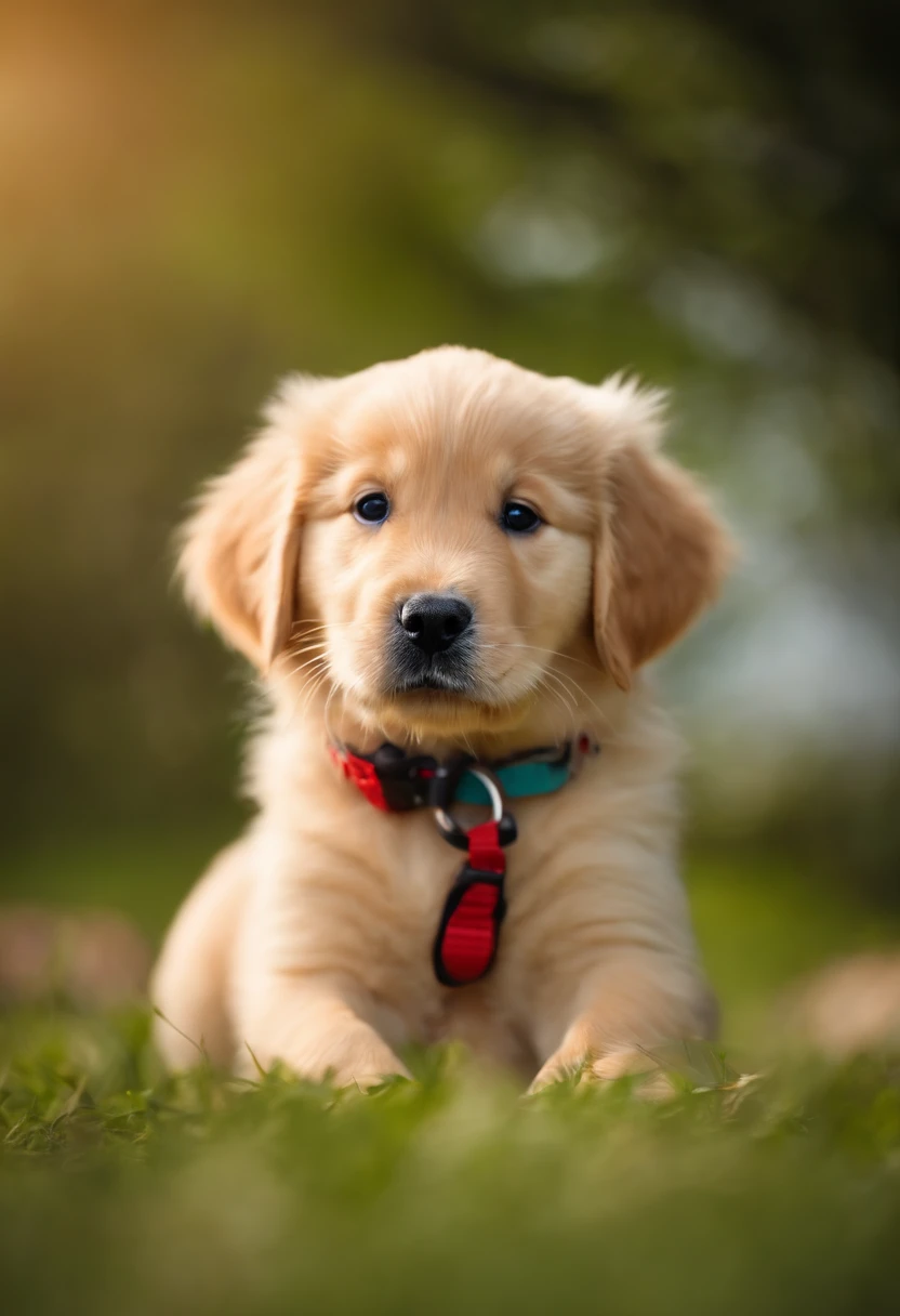 Blond, Einen Golden Retriever-Welpen im Arm