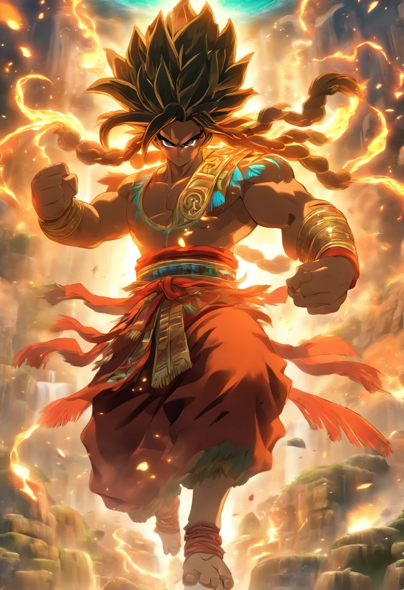 (((Kom))) best quality, ultra-high resolution, 4K detailed CG, masterpiece,inca god,chua,inca mythology, aesthetics,((standing pose)), Beautiful image, centered on screen, body complete