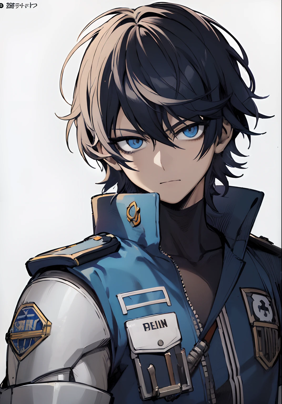 Anime character with blue eyes and a police uniform, shigenori soejima illustration, cara de anime alto com olhos azuis, Shirow Masamune, arte oficial do personagem, Arte de Ryuta Ueda, arte detalhada do personagem de anime, arte chave do anime, crisp clear rpg portrait, estilo de arte persona, personagem de anime masculino, ( ( arte conceitual do personagem ) ), Retrato N - 9