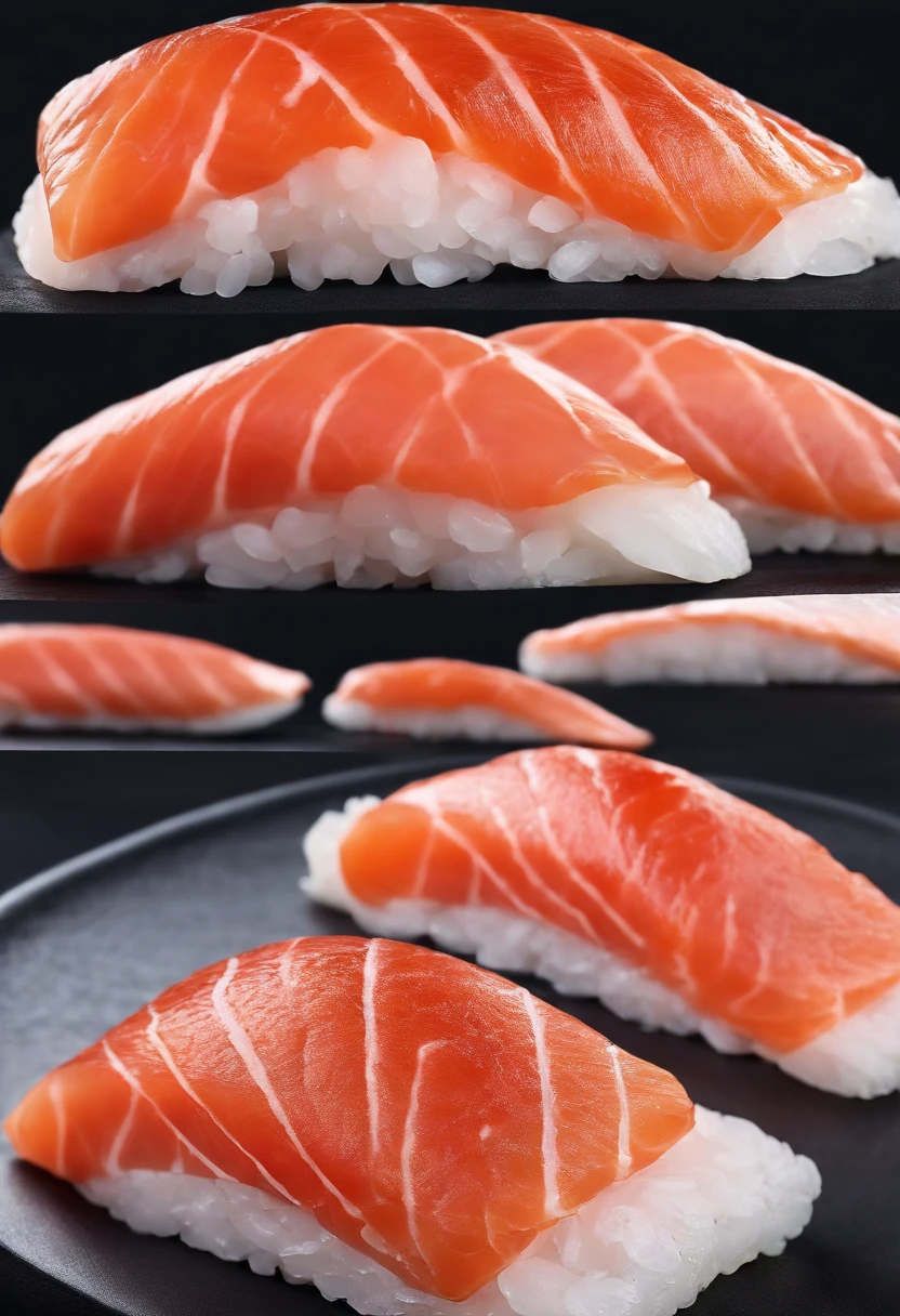2 pieces of salmon nigiri on transparent background