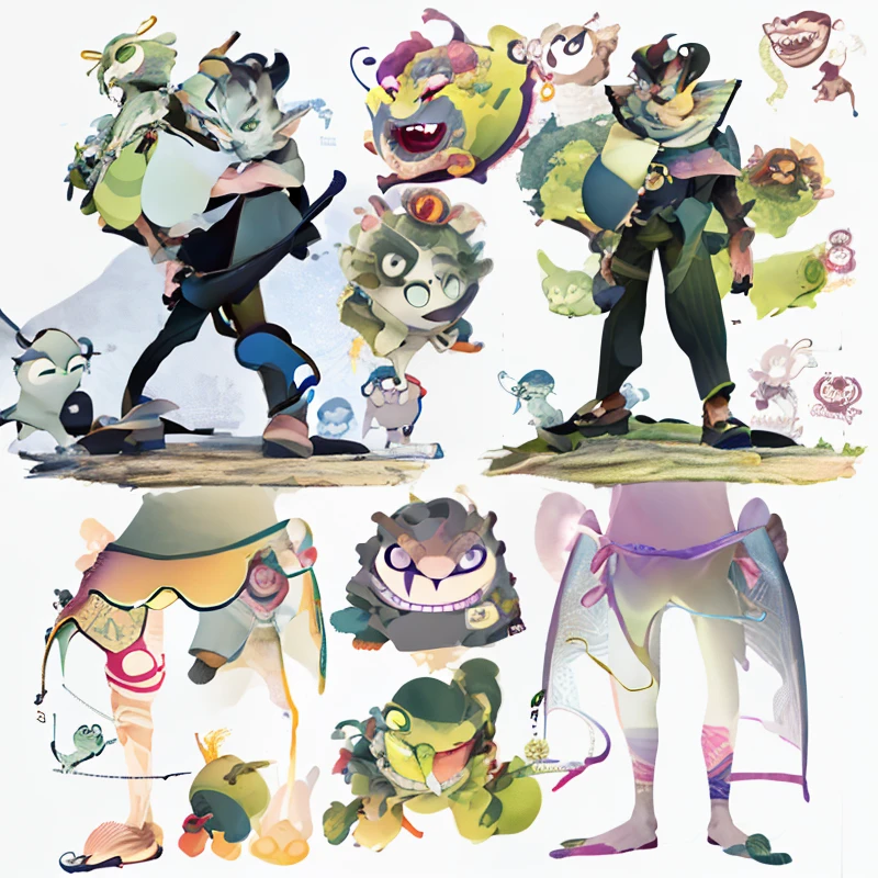 cartoon characters of various ages and ages of people in various poses, official concept art, trending on character design, production art, swampy, comic character design, mr. nimbus character design, cartoon concept art, # character design, high quality model sheet, full character design, model sheet, lumpy skin, ren and stimpy style, high quality character design