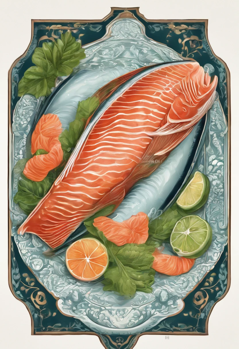 2 Pieces Niguiri Salmon Style Illustration on White Background