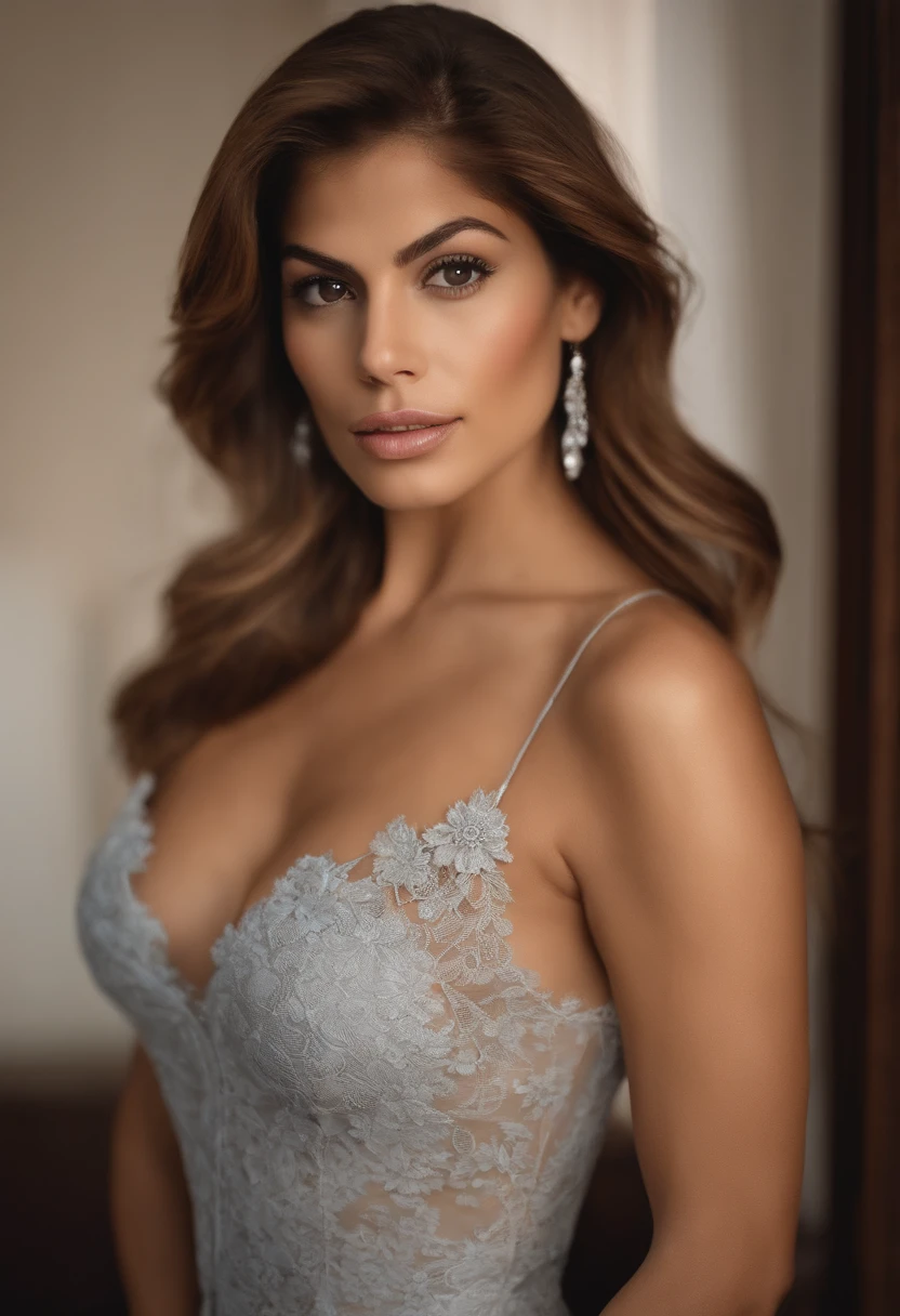 femme latino suedoise,, filles sexy au yeux bruns, ultra realist, Meticulously detailed, portrait d' Eva Mendes, selfie d'une jeune fille, sans maquillage, maquillage naturel, Directly reger the camera, visage avec artgram, Supperde photo of a full body dressed in a sexy black short skirt, un body en dentelle, des bottes hautes, une veste ouverte, Standing in a well-lit room
