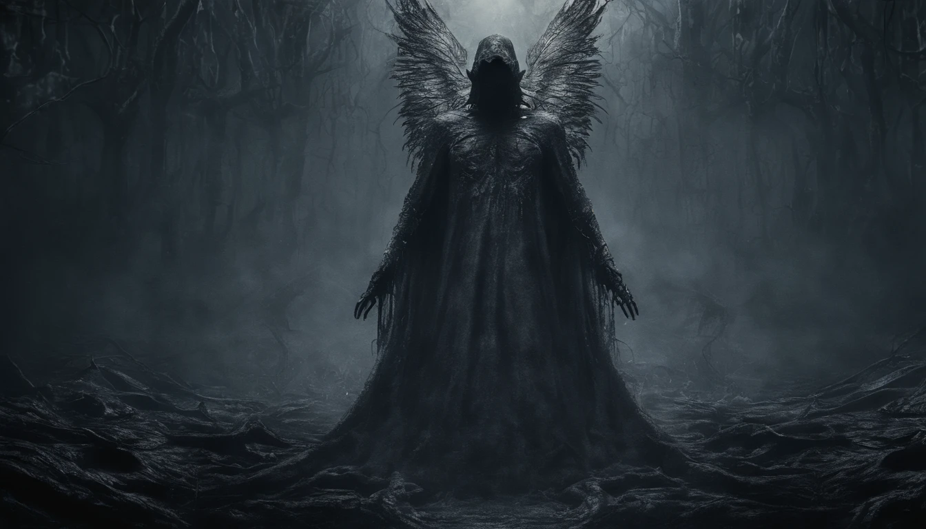 cosmic fallen angel, olhos claros brilhantes, Biomechanicals, assustador, assustador, Pesadelo, cores muito brilhantes, light particles, com luz luminosa, Arte do papel de parede, Papel de parede UHD,traje medieval 4k Full hd