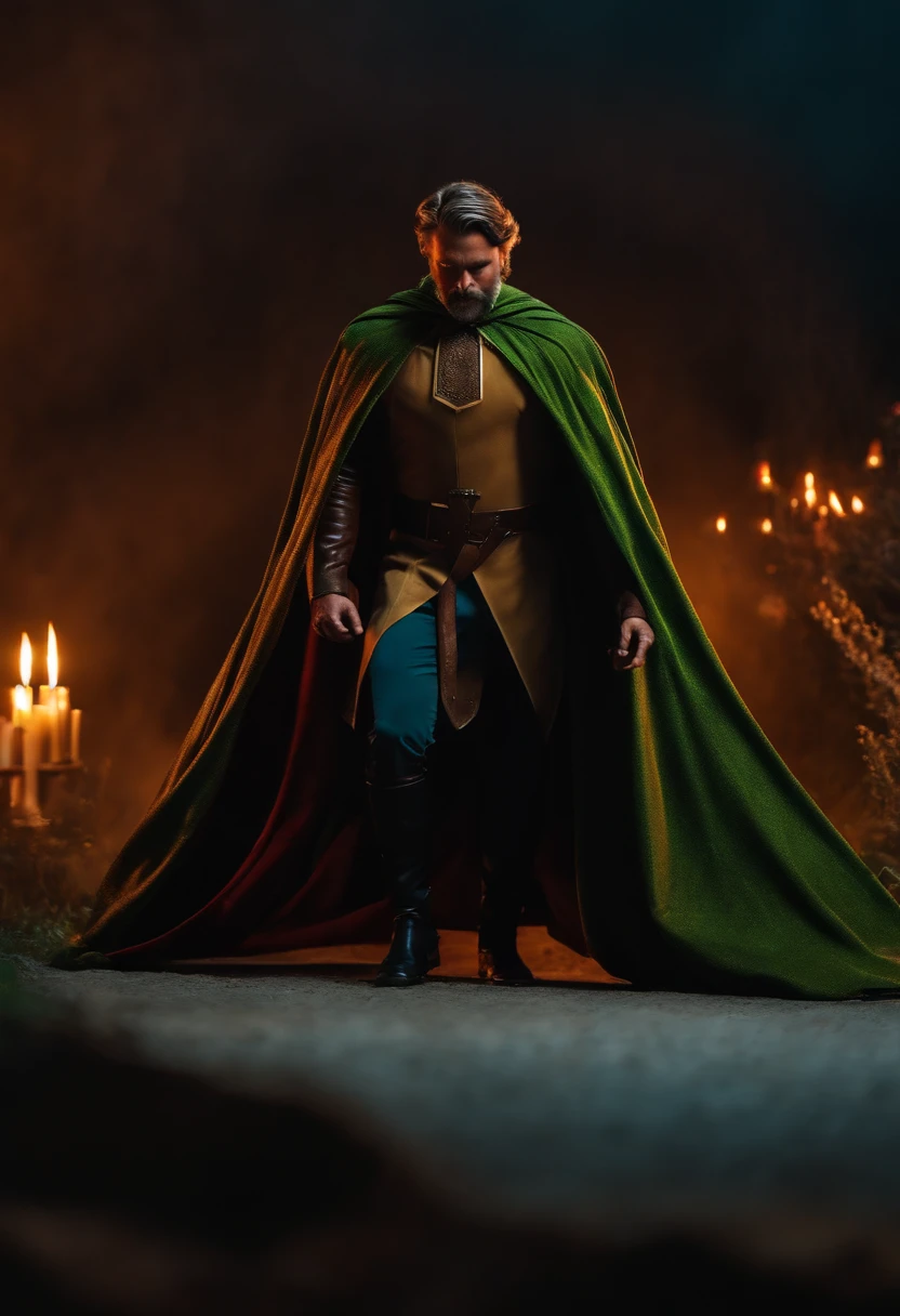 ((best quality, 8k, master part: 1.3)), (foco nítido: 1.2) evil man in a cape
