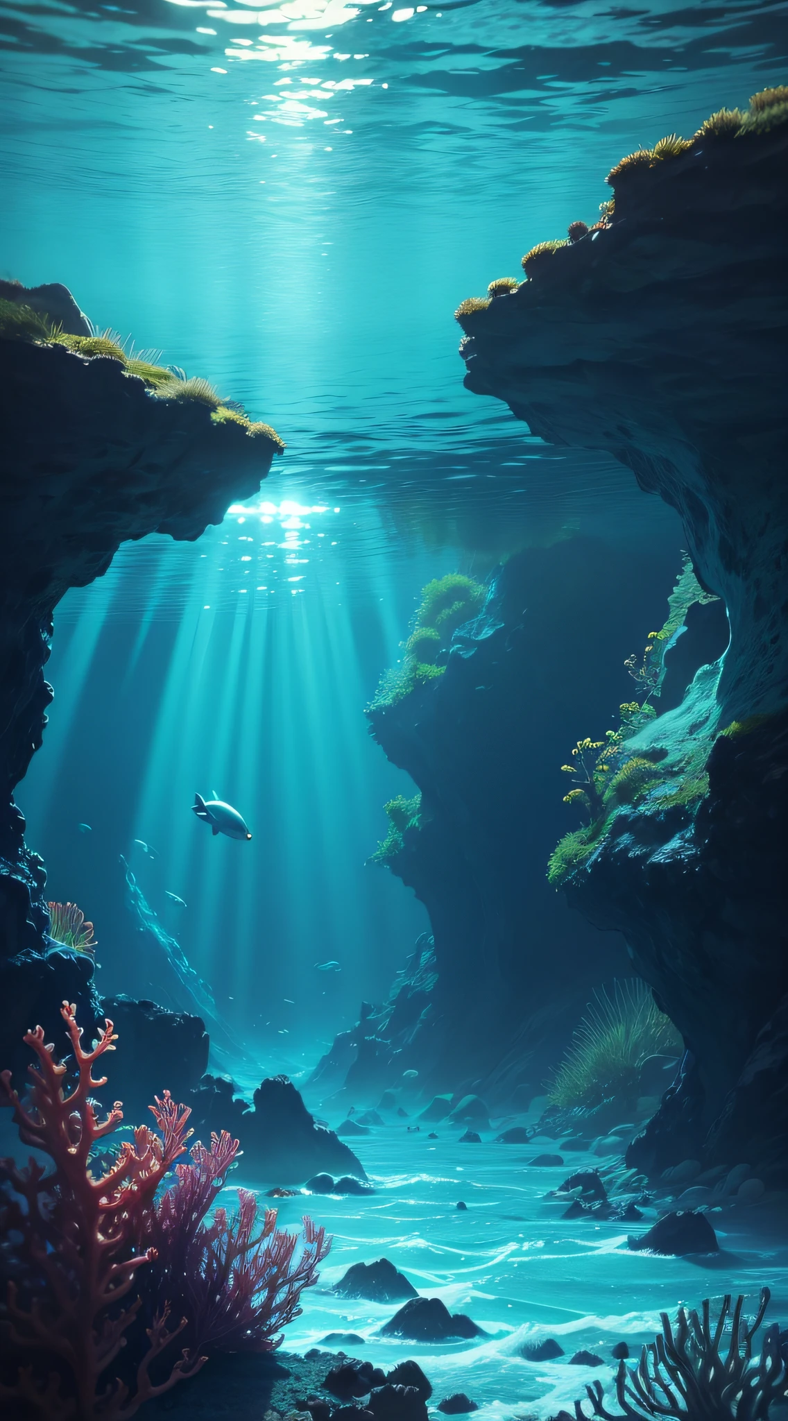 ocean, deep underwater