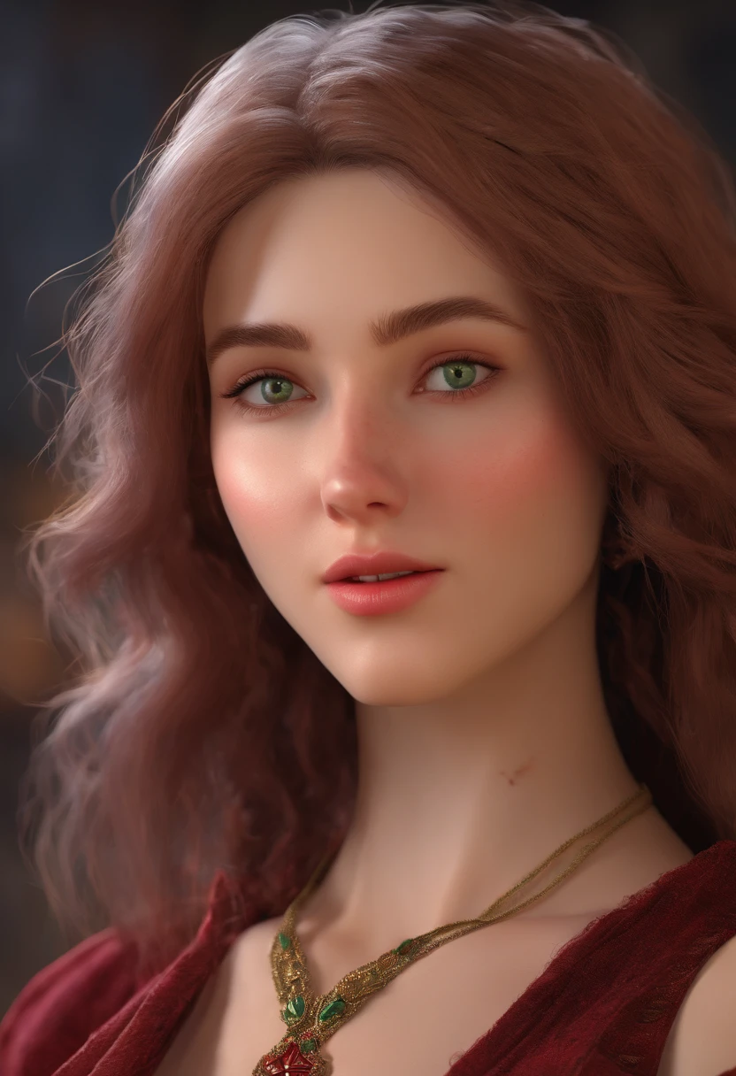 (((a deep reddish wound crosses her left cheek))) fair complexion, woman around 19 years old, natural white hair, distinctive green eyes, wearing kohl, slender and graceful, beautiful, candlelight in a medieval setting, ultra sharp focus, realistic shot, medieval female clothes, tetradic colors (scar:1.4)