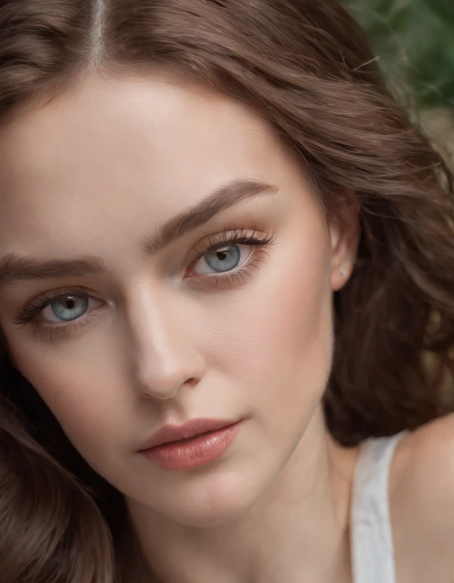 (..RAW, analogue, objectif ultra grand angle Nikon Z 14mm, award-winning glamour photography, ((Best quality)), ((Masterpiece)), ((Realstic)), pores de la peau, Diffusion souterraine, Rayons lumineux rayonnants, high resolucion, Detailed facial features, High detail, mise au point nette, lisse, aesthetics, Extremely detailed, (extremely detailed eyes, Extremely detailed iris), extremely detailed hair, extreme detail skin, Highly detailed clothing, Rendu octane, photoreallistic, Realstic, Post-traitement, max detail, realistic shadows, roughness, texture naturelle de la peau, real life, ultra-realistic, photorealism, photographie, 8K UHD, photographie, Hdr, complexe, elegant, highly detailed, mise au point nette, stunning, beau, magnifique), (Masterpiece:1.2, best quality1:1, Ultra-detailed:1.2, meilleure ombre, 8k:1.1), (ville massive:1.3, toit:1.1, structures de la ville ci-dessous, mains courantes), (contrasting background, bright background), (beautifull detailed face), high contrast, (perfect lighting:1.2, belle couleur, delicate color), ((cinematic light)), colourfull, hyper detail, dramatic light, Intricate details, (1 fille, seulement, cheveux bruns, visage souriant, Cheveux courts, wavy hair:1.1, yeux bleus, Angle dynamique, white tank top, arms down), profondeur de champ, gros seins
