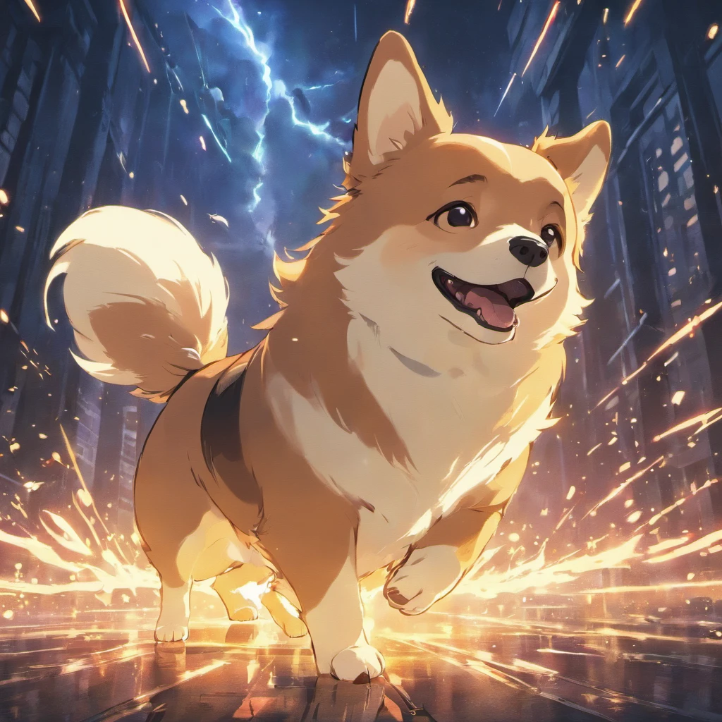 Chinese corgi illustration film lighting effects