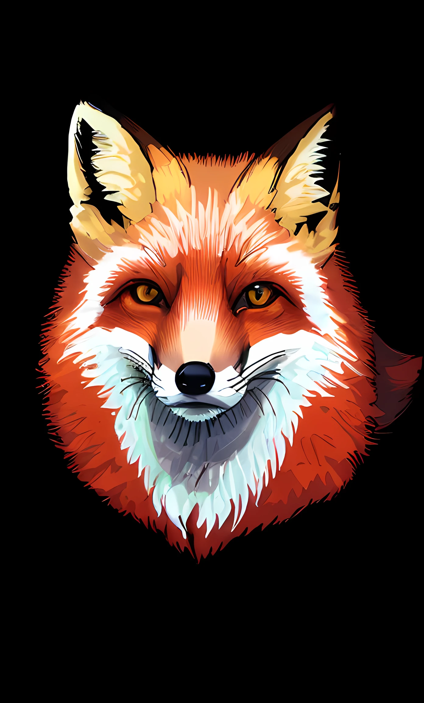 A tattoo of a red panda, black and white with white eyes and well-defined features, in the black work style adds elements of terror and horror