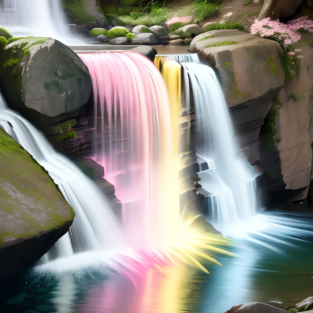 Beautiful waterfall
High energy
Pink and yellow water