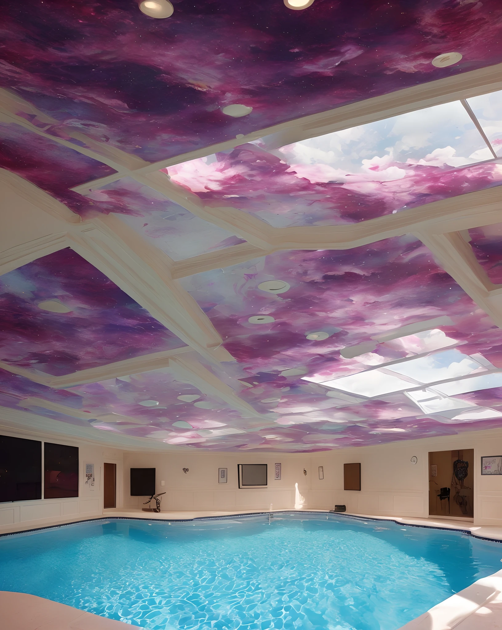 the pool rooms but the walls ceiling and the floor is filled with purple goo