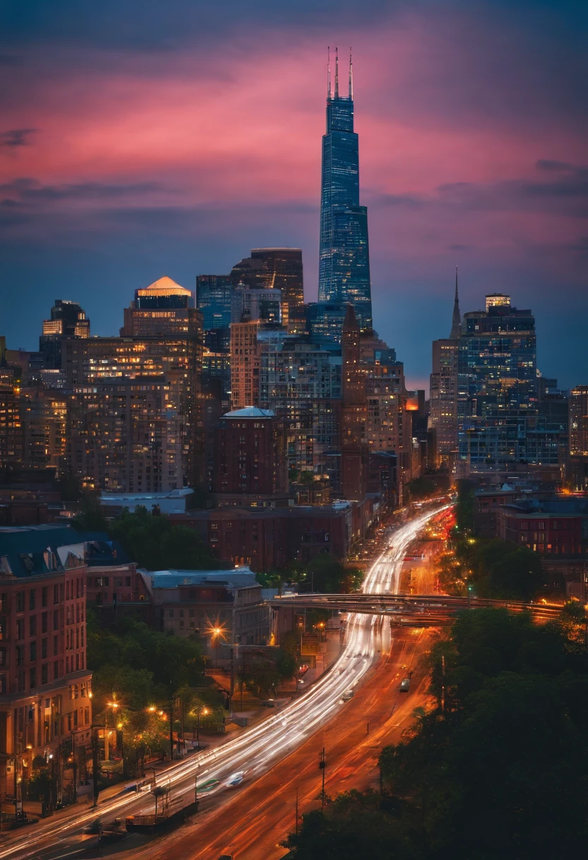 Low angle city skyline