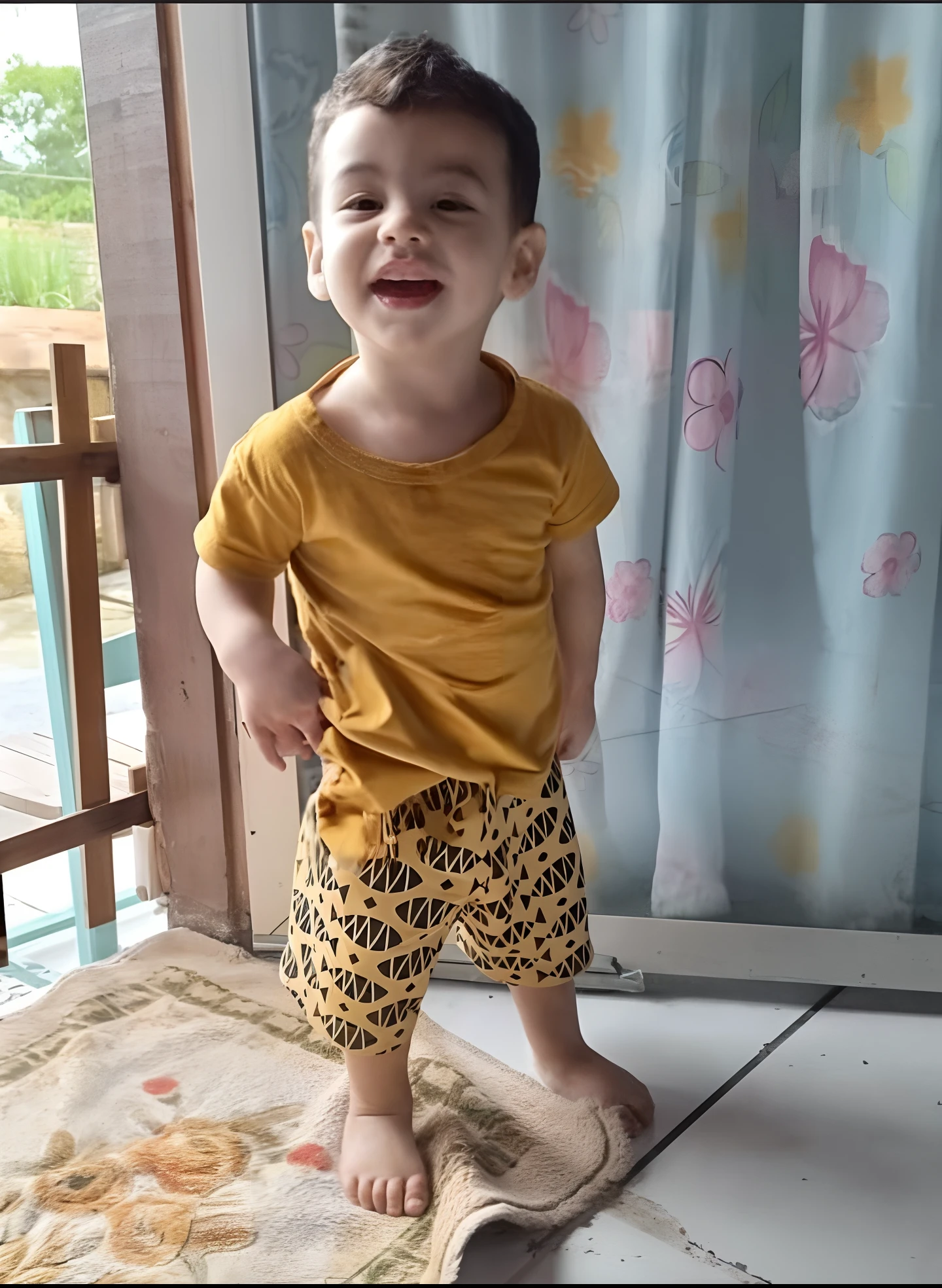 There's a baby sitting on the floor with a toothbrush in his mouth, crawling towards the camera, imagem de qualidade muito baixa, muito bobo olhando, in an action pose, muito animado, alexa grace, crawling on the ground, sitting on the floor, sentada em seu quarto, holding it out to the camera, Me ajuda, babies in her lap, fazendo uma pose atrevida
