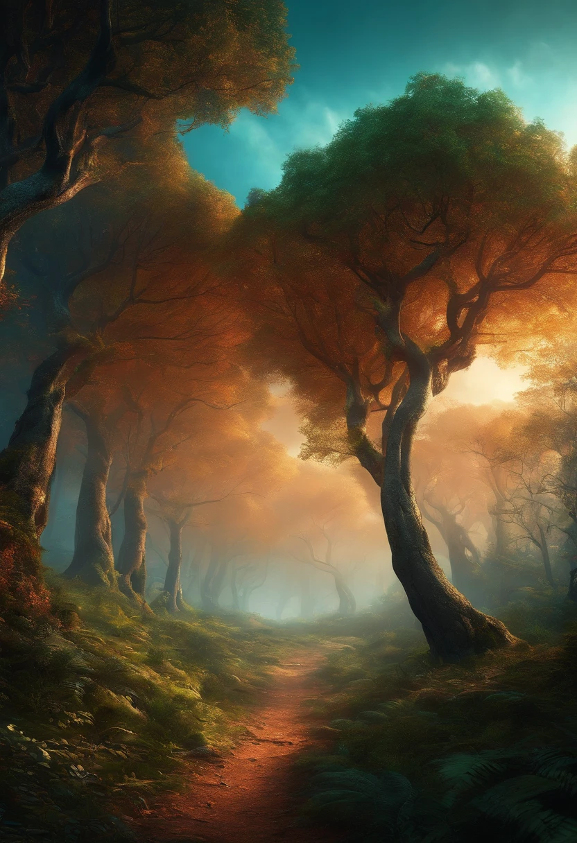 Sci-fi forest landscape plains