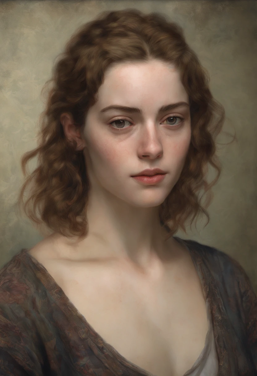 *Post-Impressionism style, white european woman, full head visible, full portrait, body straight position, no heat part is out of frame, introspective self-portraits, capturing the inner thoughts, emotions, and identity of beautiful woman through evocative and introspective self-representations. --v 4 50** - (fast) --s 2