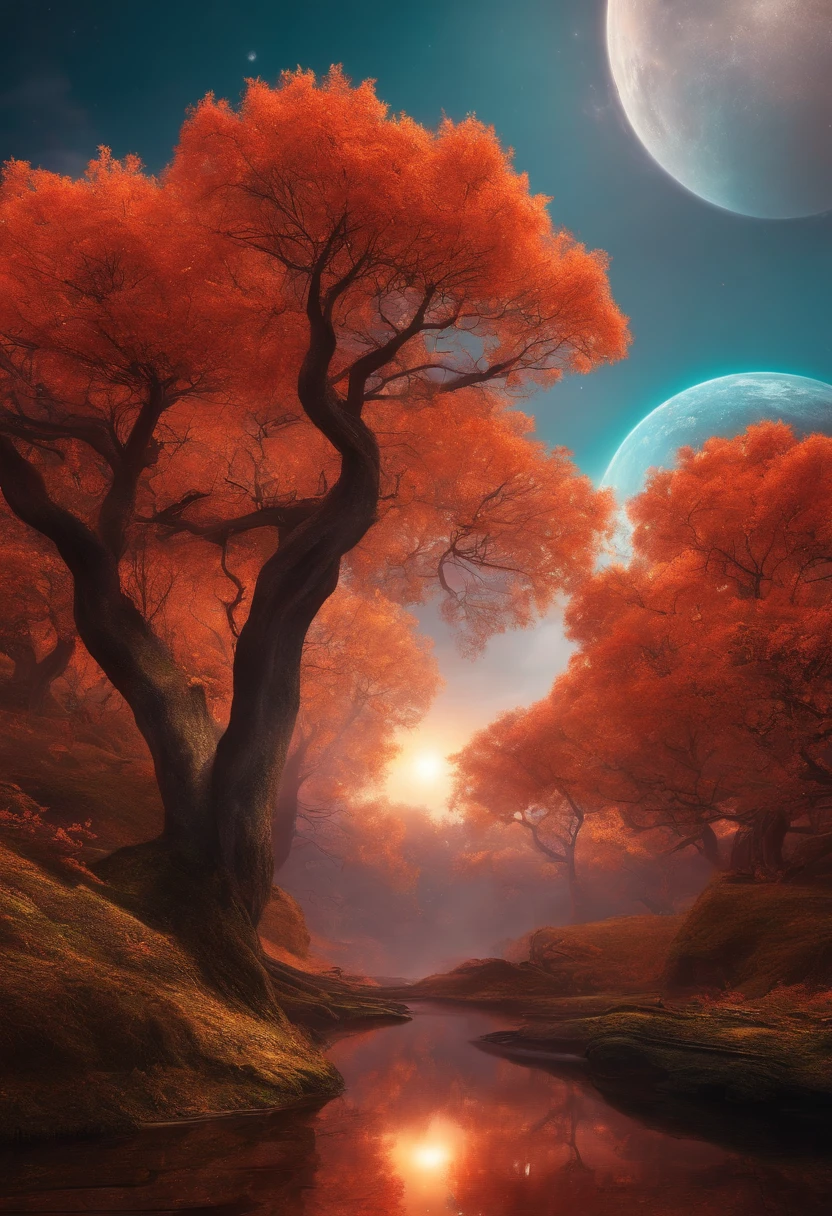 Sci-fi landscape trees